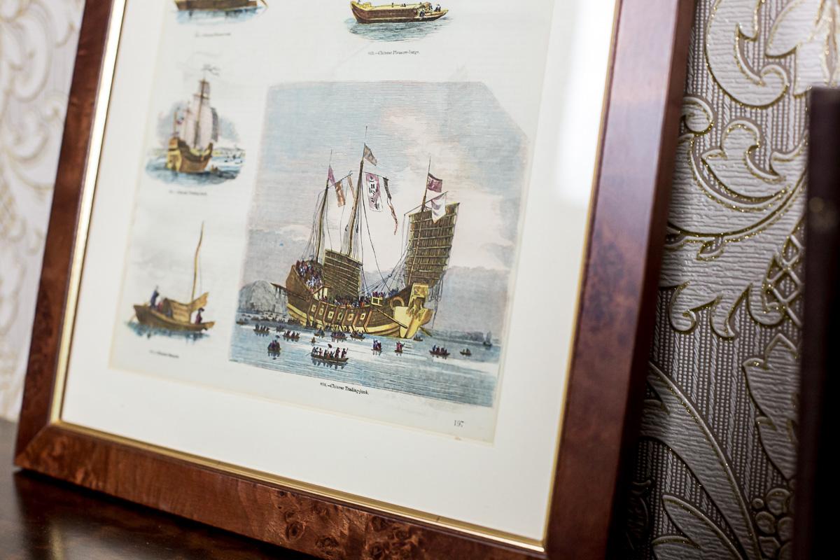 Paper 20th Century Colorful Print in a Frame – Ships For Sale