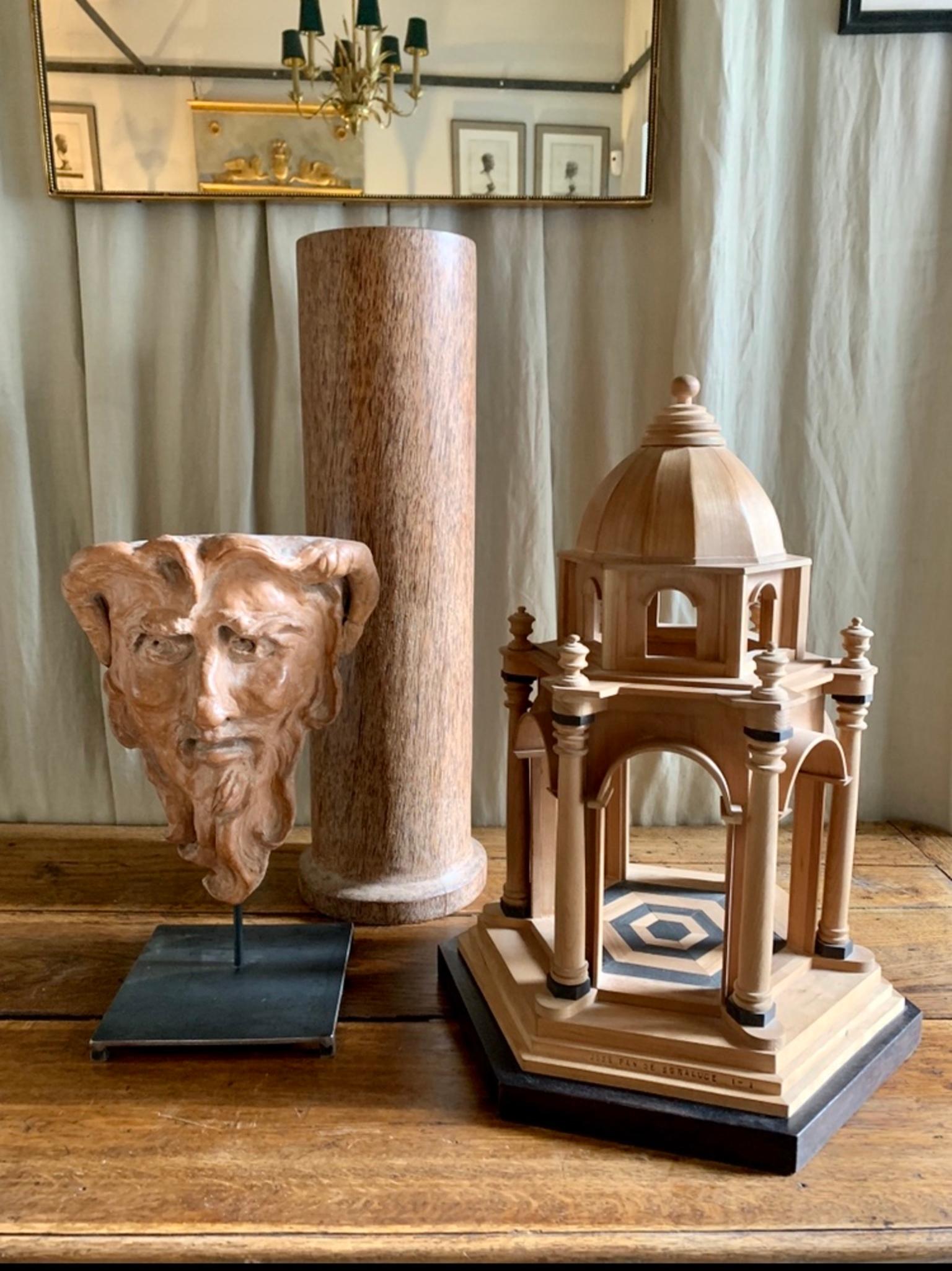 20th Century Column or Pedestal in Coconut Wood 4