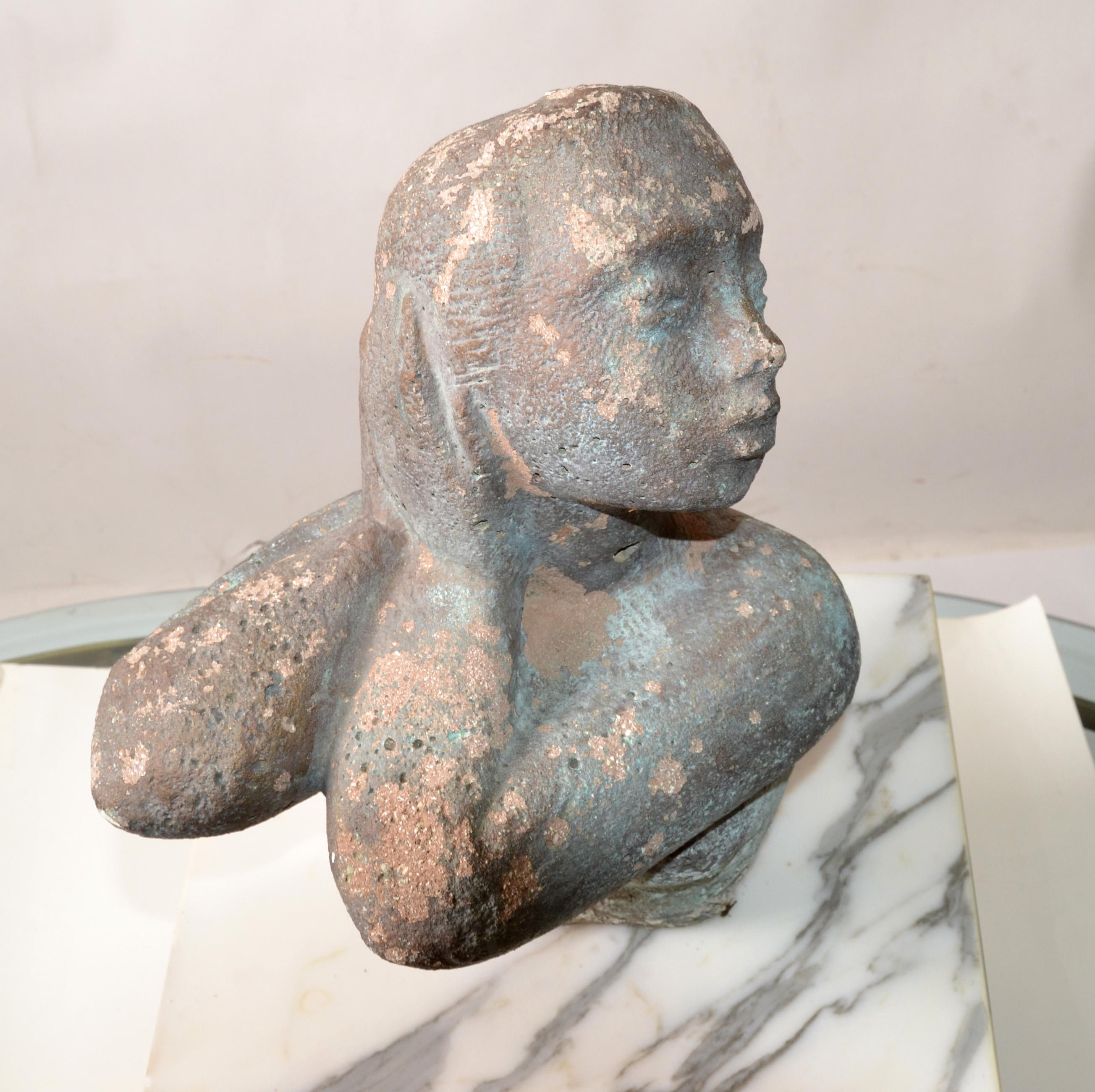 American 20th Century Concrete Lady Bust Attributed to Chuck Dodson Mounted Sculpture For Sale