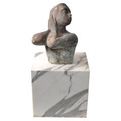 Escultura Montada Busto de Dama de Hormigón del Siglo XX Atribuido a Chuck Dodson