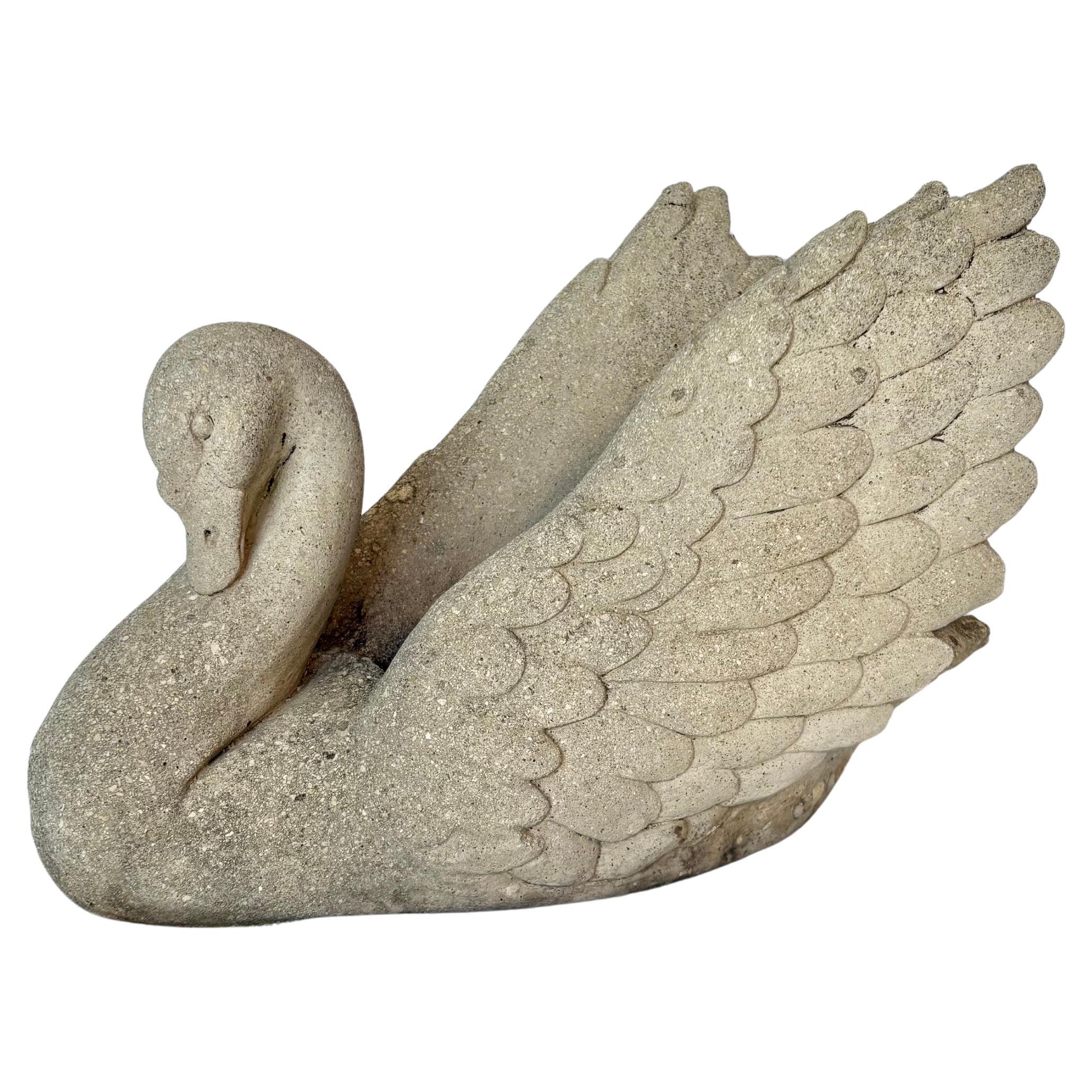 20th Century Concrete Swan Planter