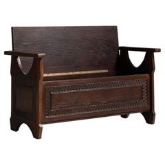 20th Century Congo Deep Ebony Black Carved Ebonized Storage Bench
