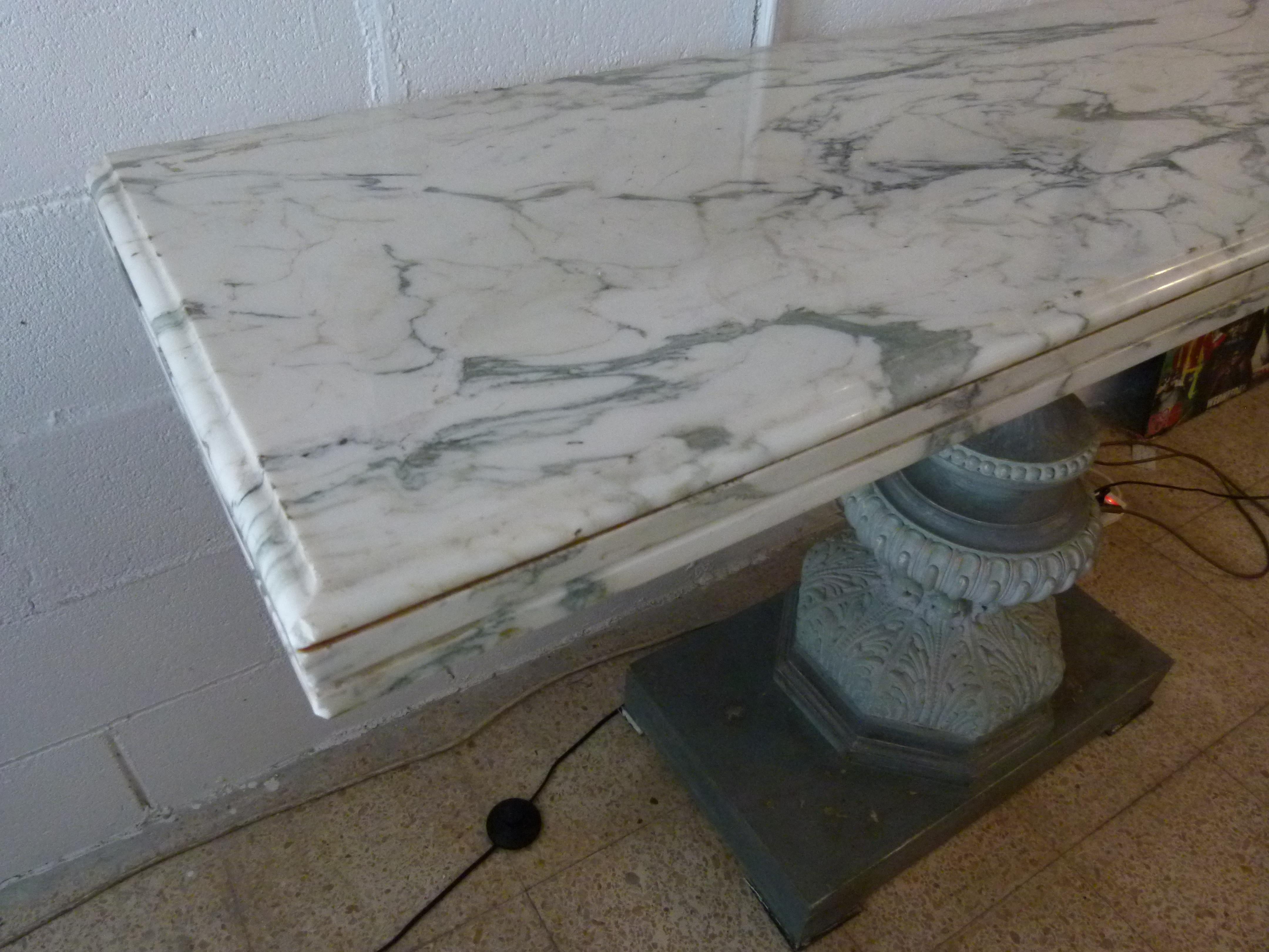 French 20th Century Console, Marble and Wood