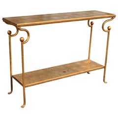 20th Century Console Table Lined with Gold Leaf