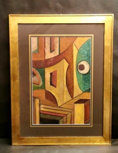 20th Century Constructivist Mixed Technique Russian Painting