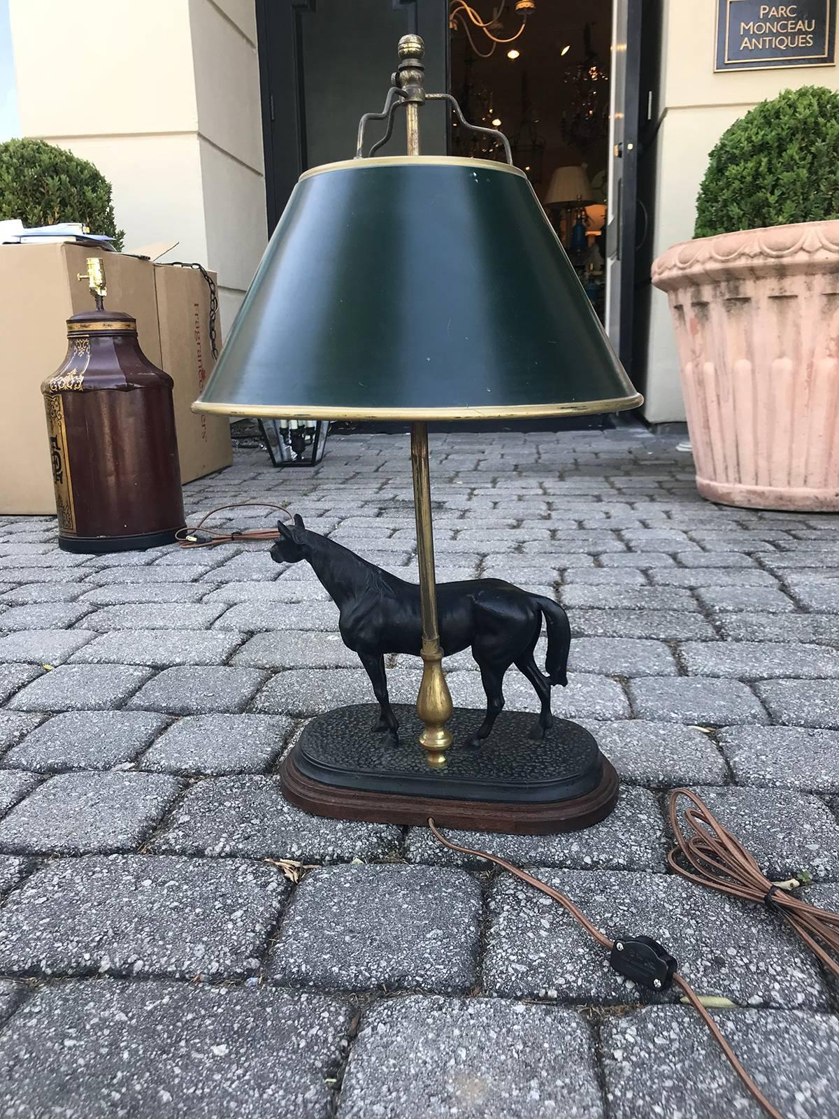 20th Century Continental Bronze Figure of Horse as Lamp In Good Condition In Atlanta, GA