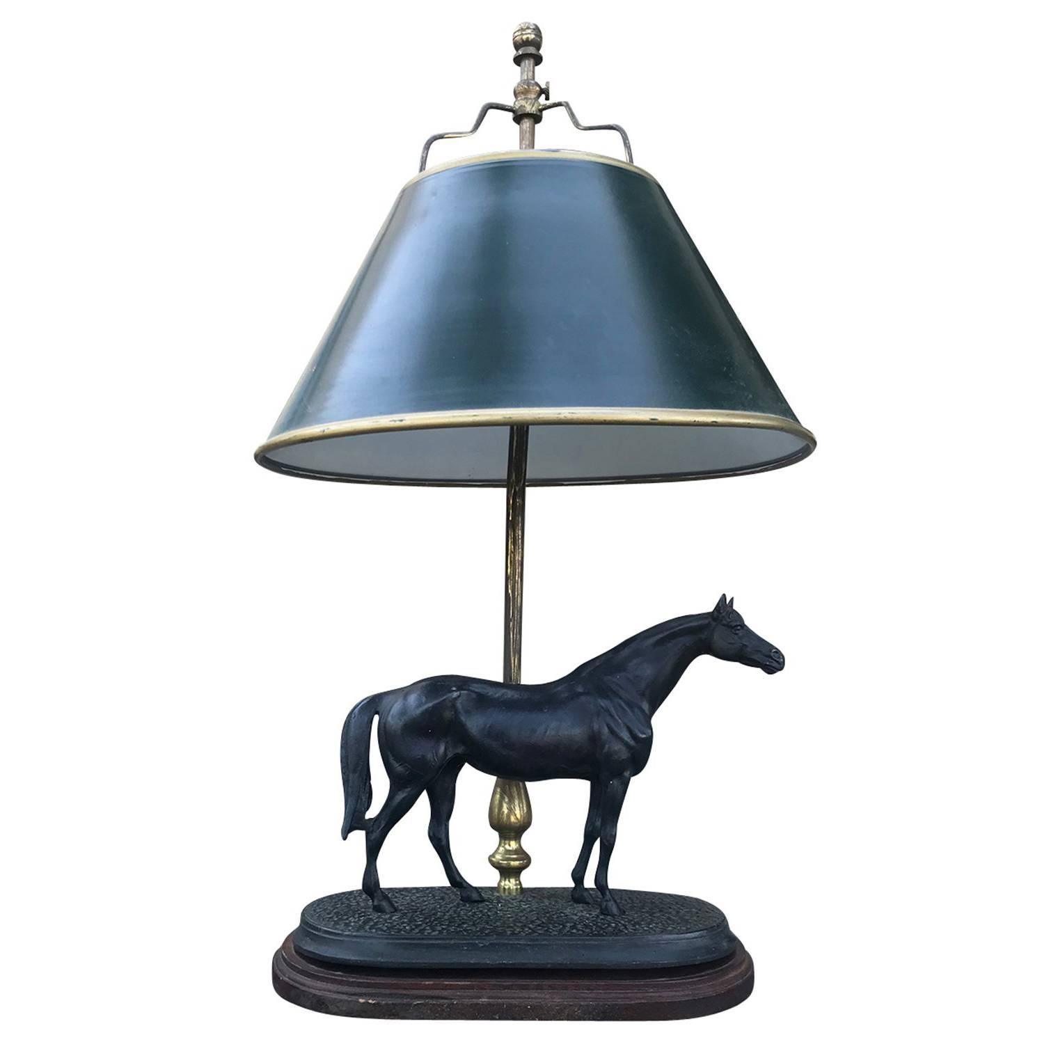 20th Century Continental Bronze Figure of Horse as Lamp