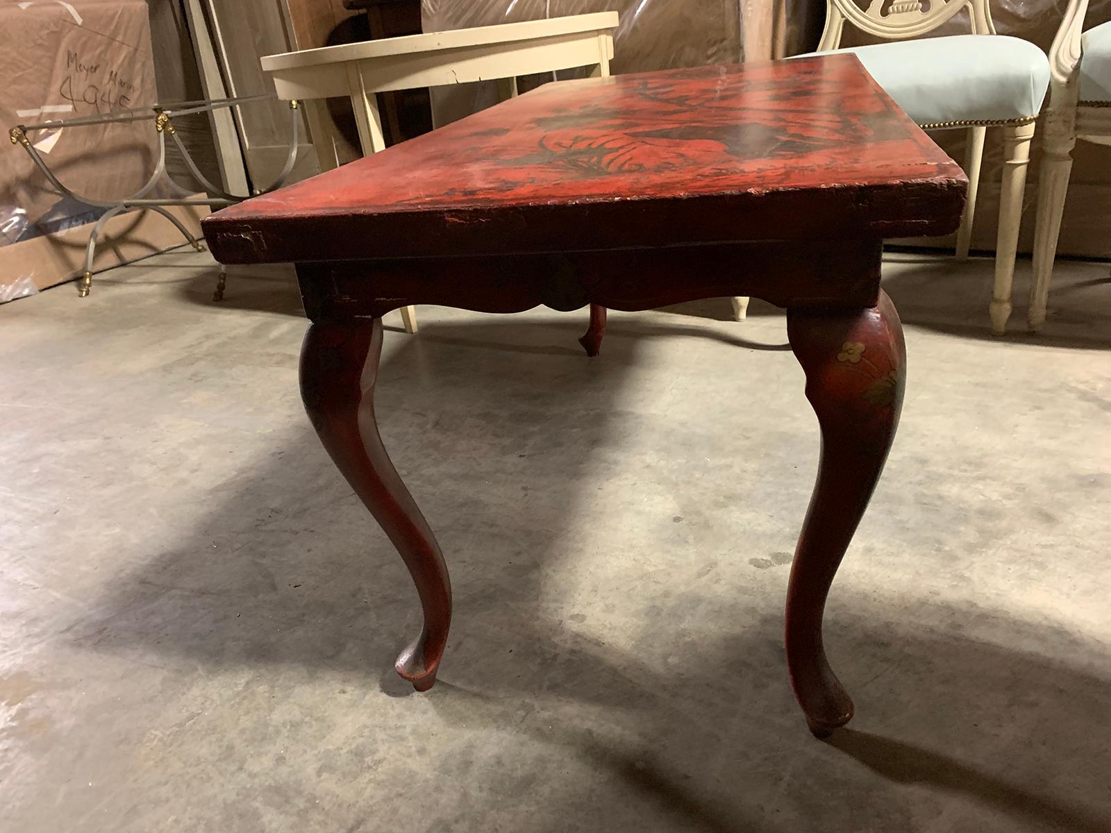 20th Century Continental Chinoiserie Red Coffee Table For Sale 6