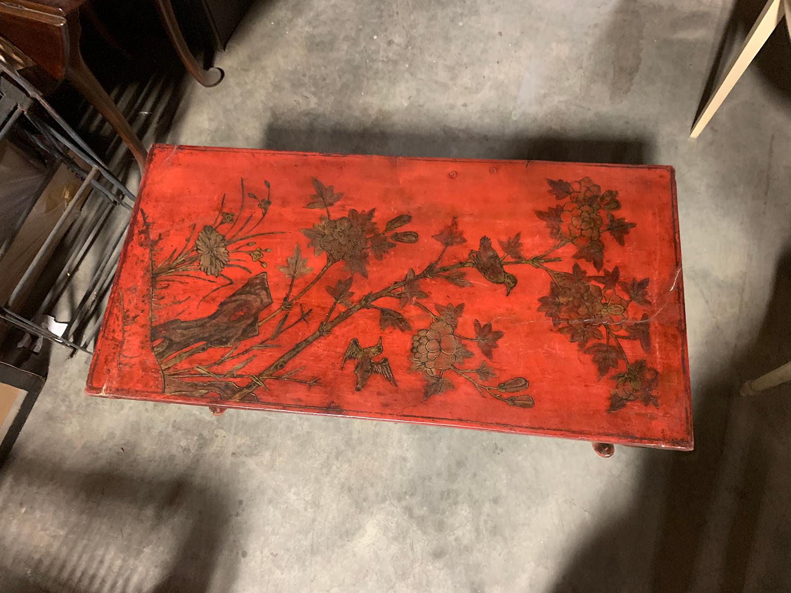 European 20th Century Continental Chinoiserie Red Coffee Table For Sale