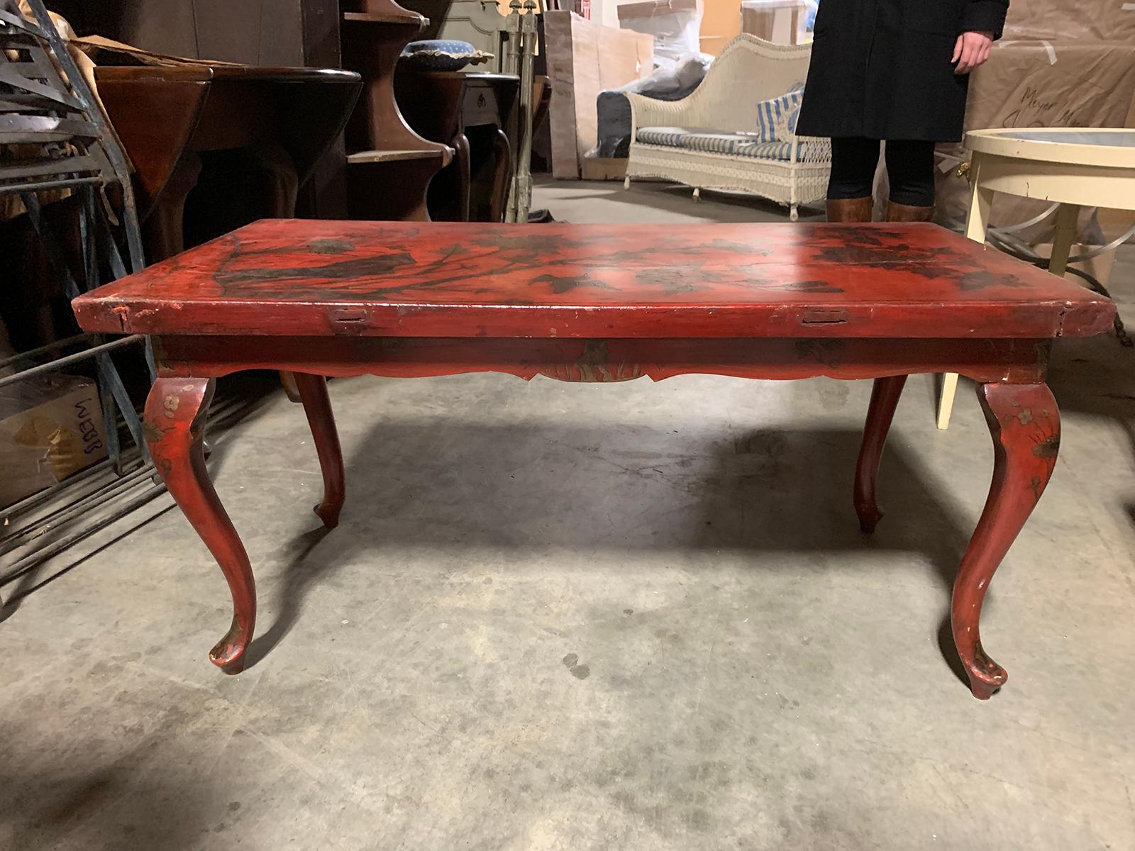20th Century Continental Chinoiserie Red Coffee Table In Good Condition For Sale In Atlanta, GA
