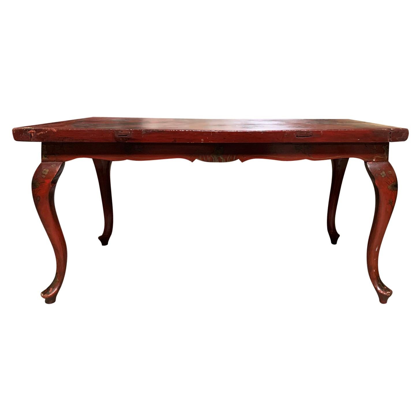 20th Century Continental Chinoiserie Red Coffee Table For Sale