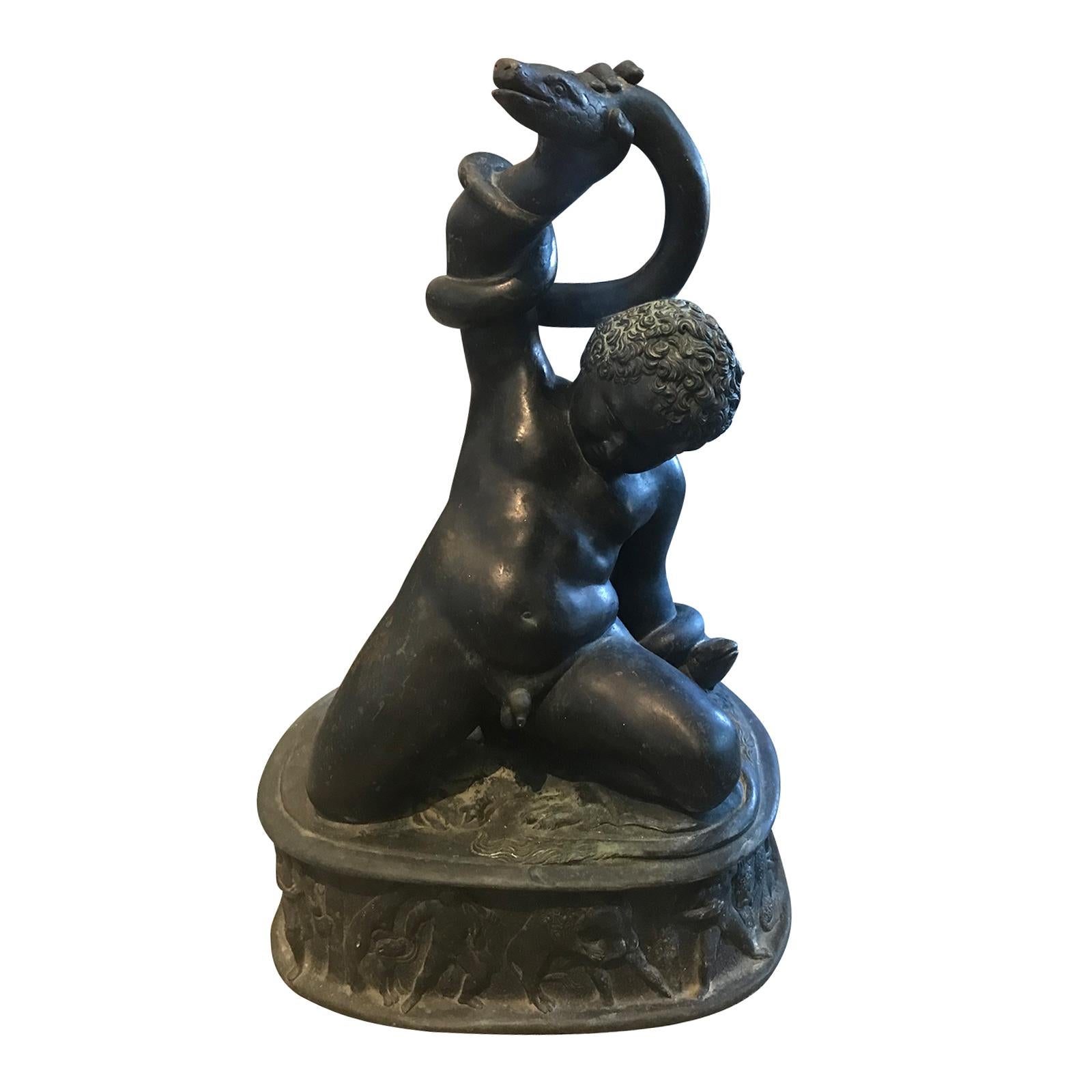 20th Century Continental Figure of Hercules and Snake