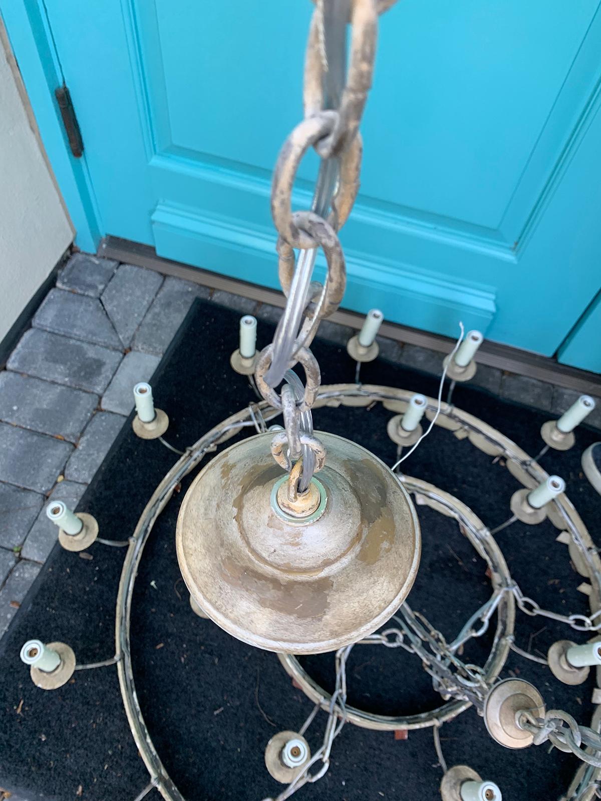 20th Century Continental Large Tole Two-Tier 21-Light Chandelier 4