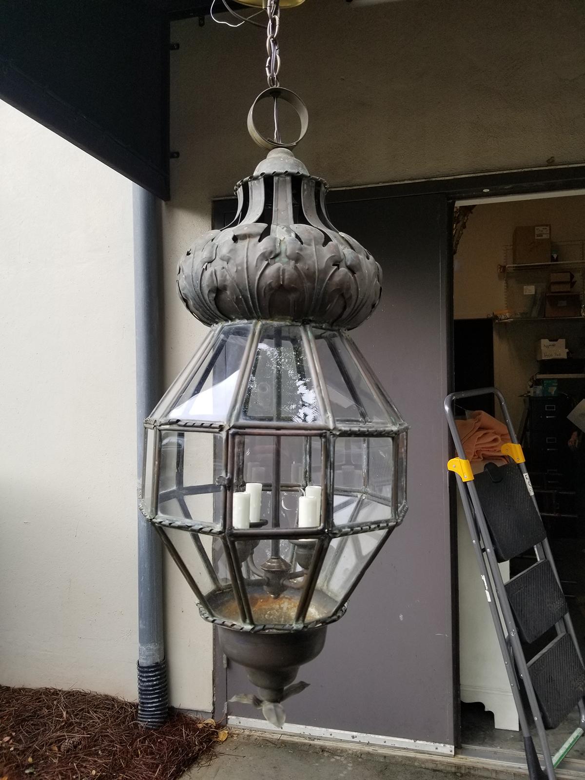20th Century Continental Octagonal Copper Lantern For Sale 8