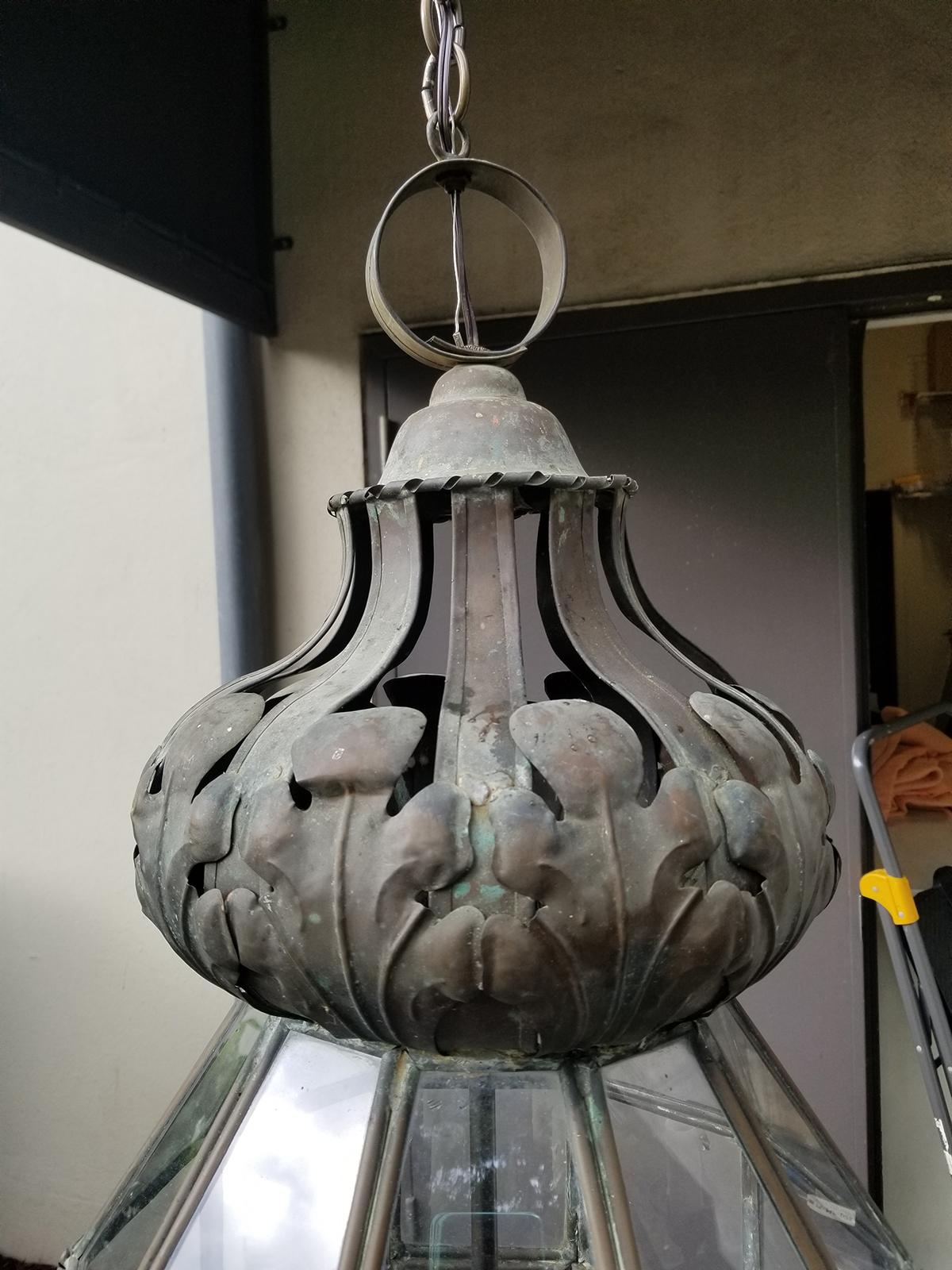 20th Century Continental Octagonal Copper Lantern For Sale 9