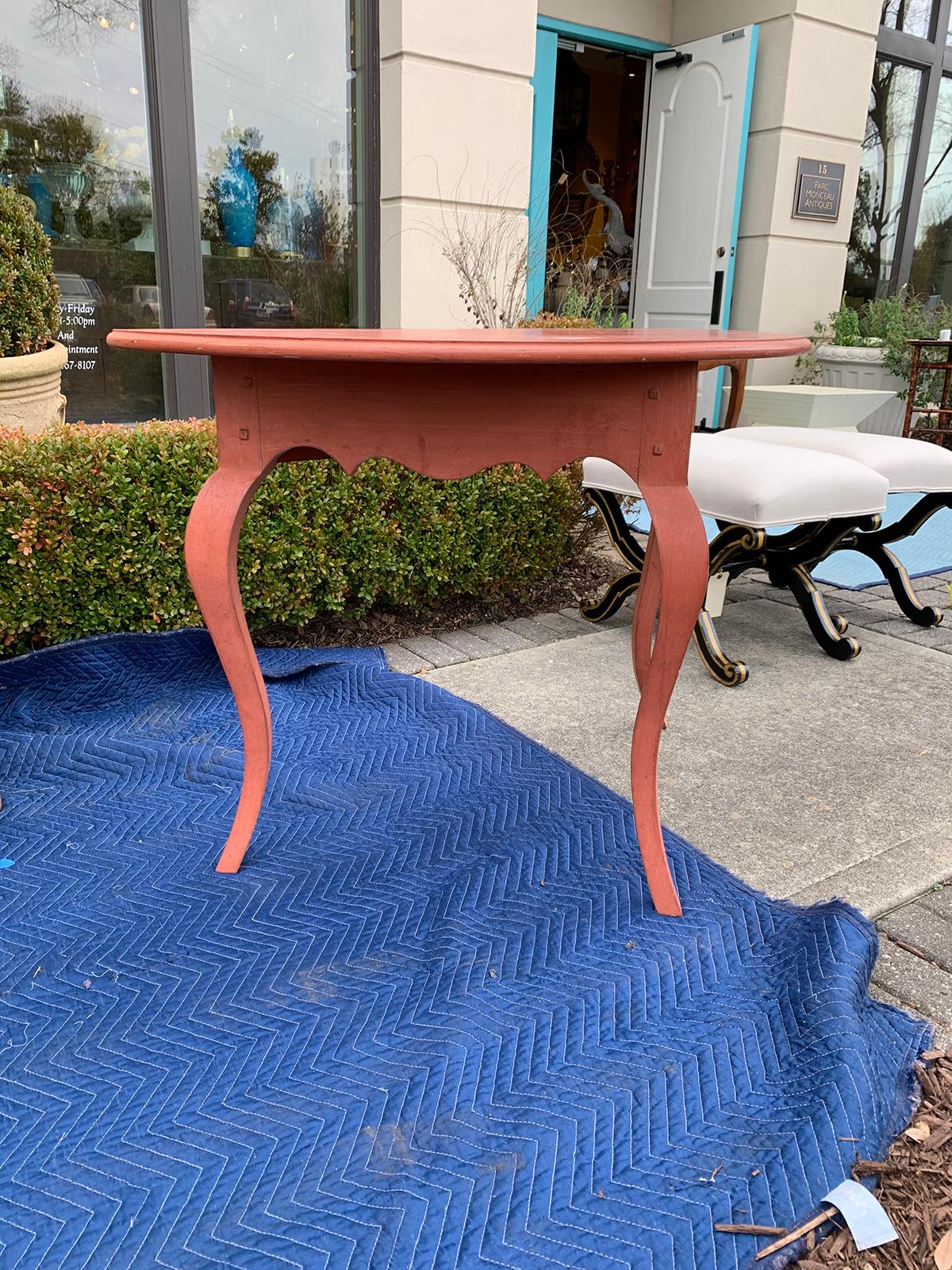20th Century Continental Provincial Painted Demilune Console Table 5