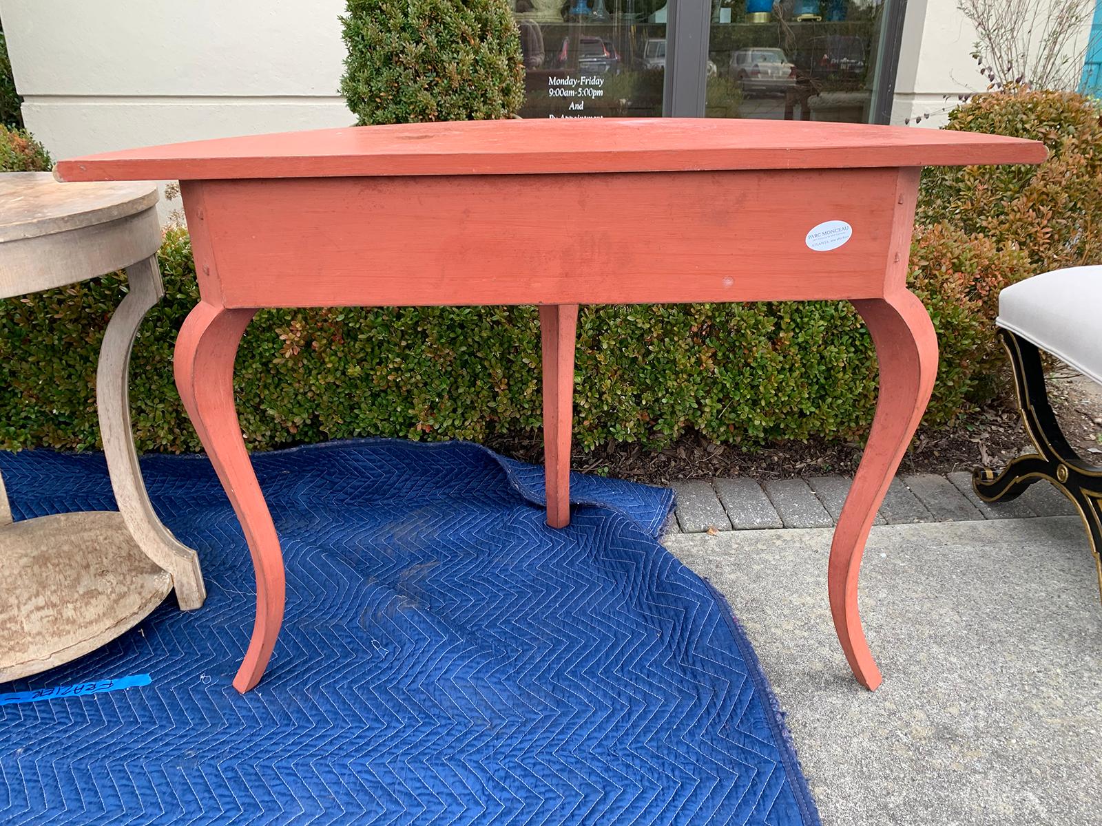 20th Century Continental Provincial Painted Demilune Console Table 7
