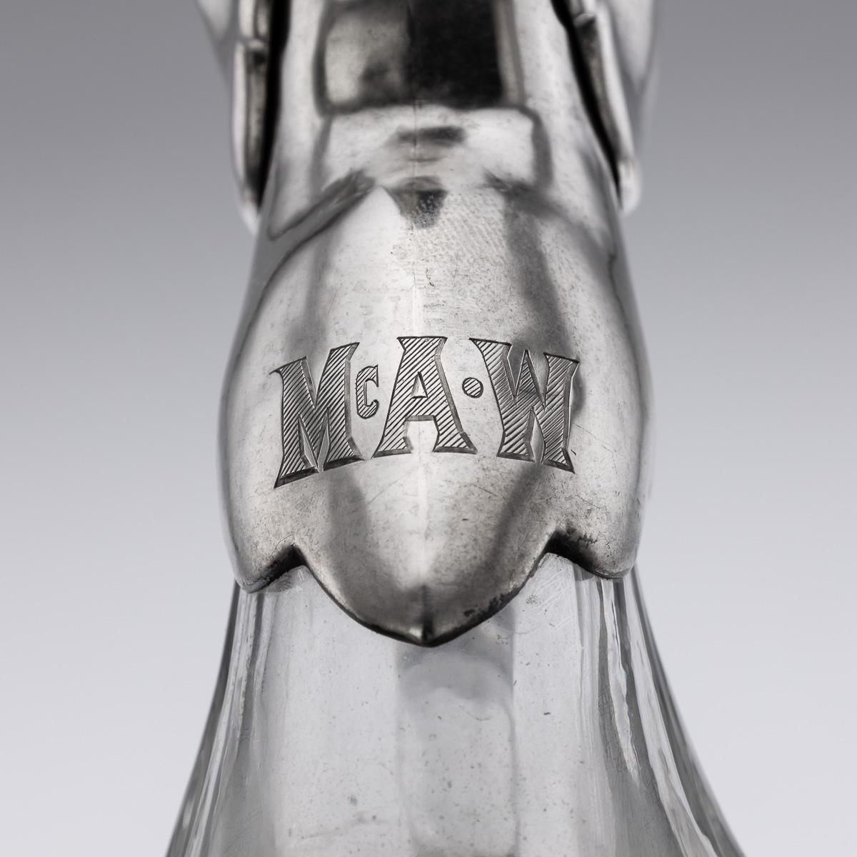 20th Century Continental Solid Silver & Clear Glass Novelty 'Duck' Claret Jug For Sale 14