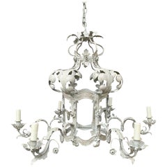 20th Century Continental Tole Six-Arm Chandelier with Custom Painted Finish