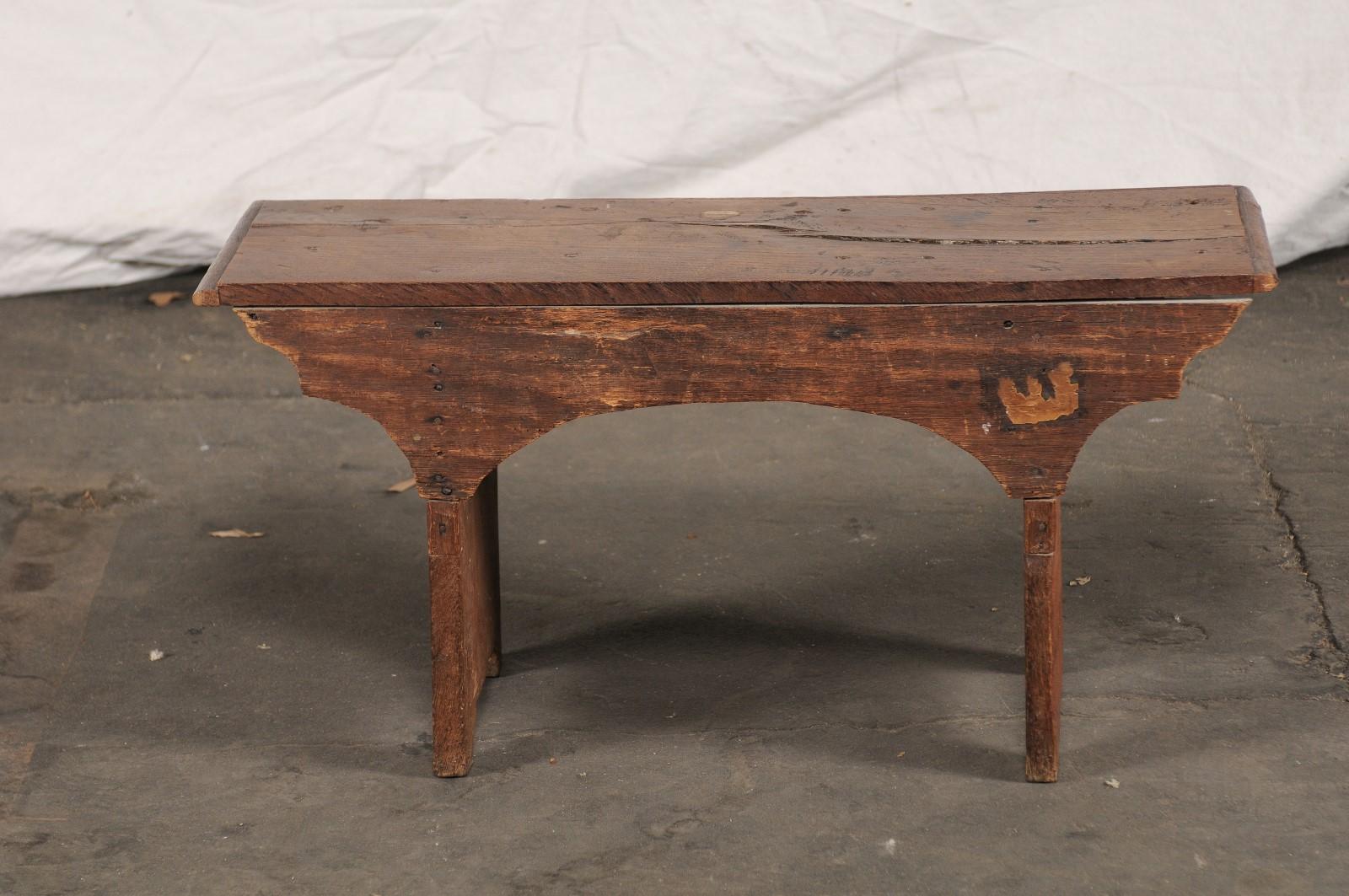 20th Century Continental Walnut Bench with Reticulated Carved Front, Labeled 3