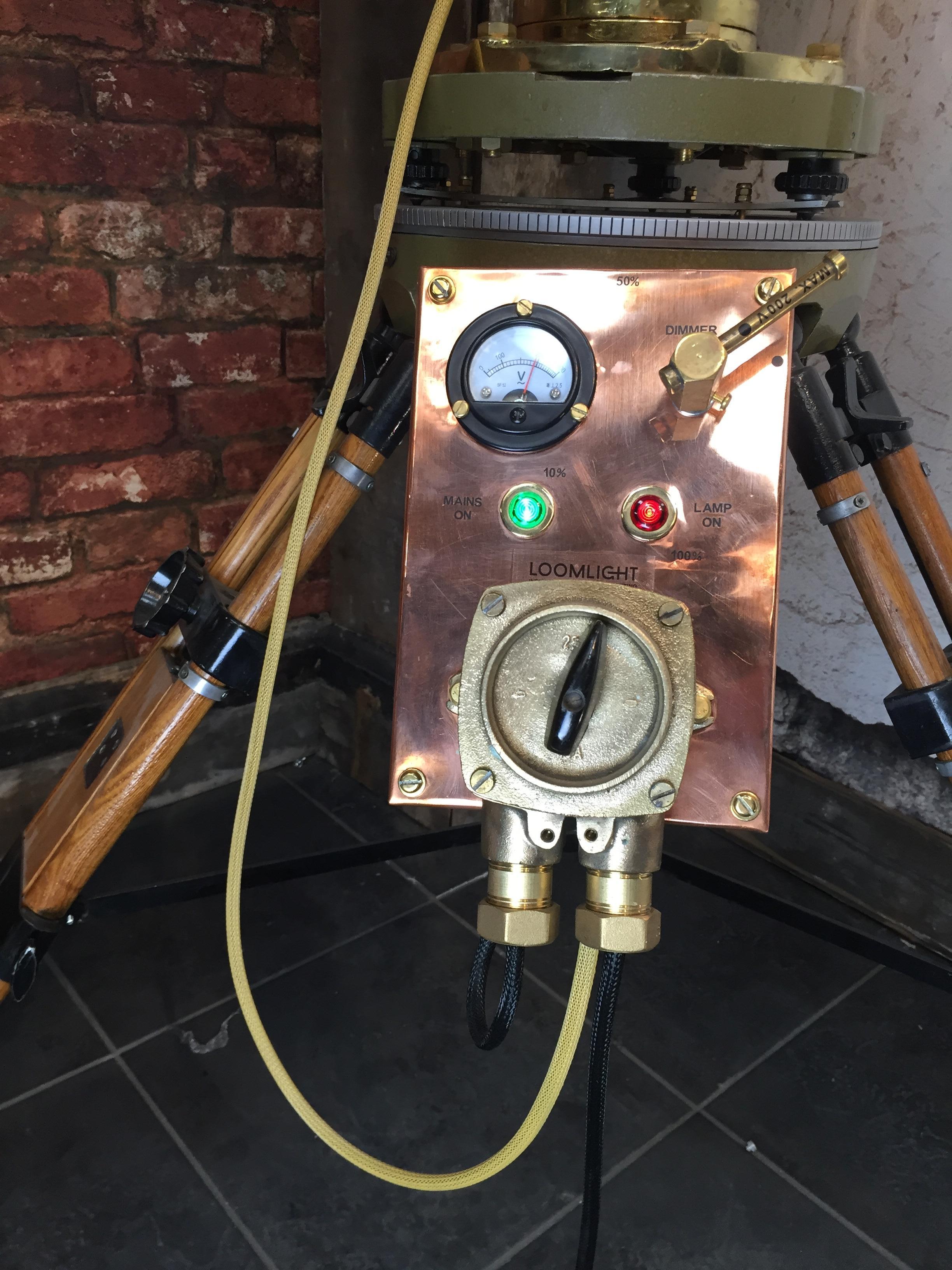 Late 20th Century 20th Century Copper & Brass Signalling Floor Lamp and Military Gyroscope Tripod