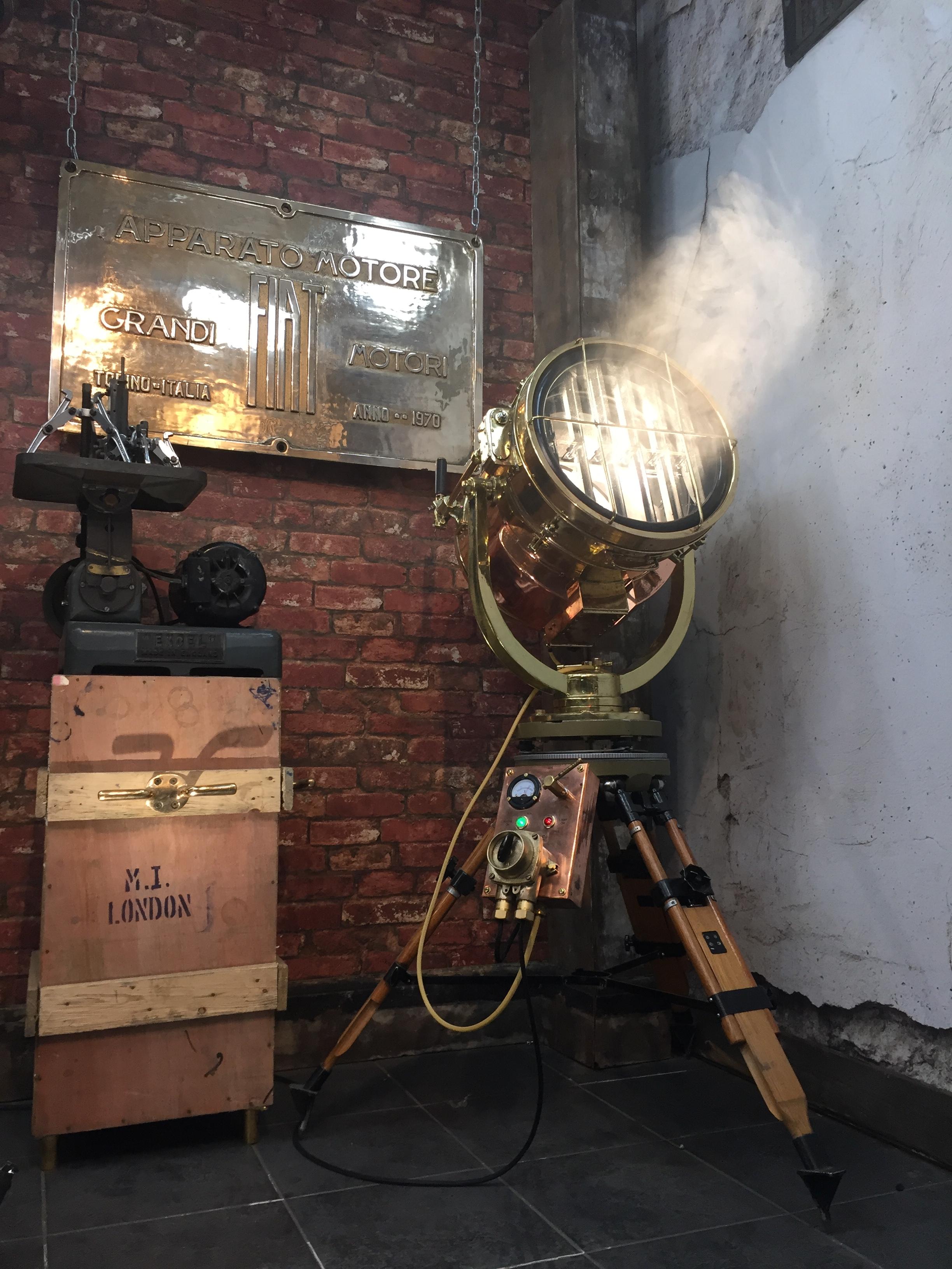 20th Century Copper & Brass Signalling Floor Lamp and Military Gyroscope Tripod For Sale 9