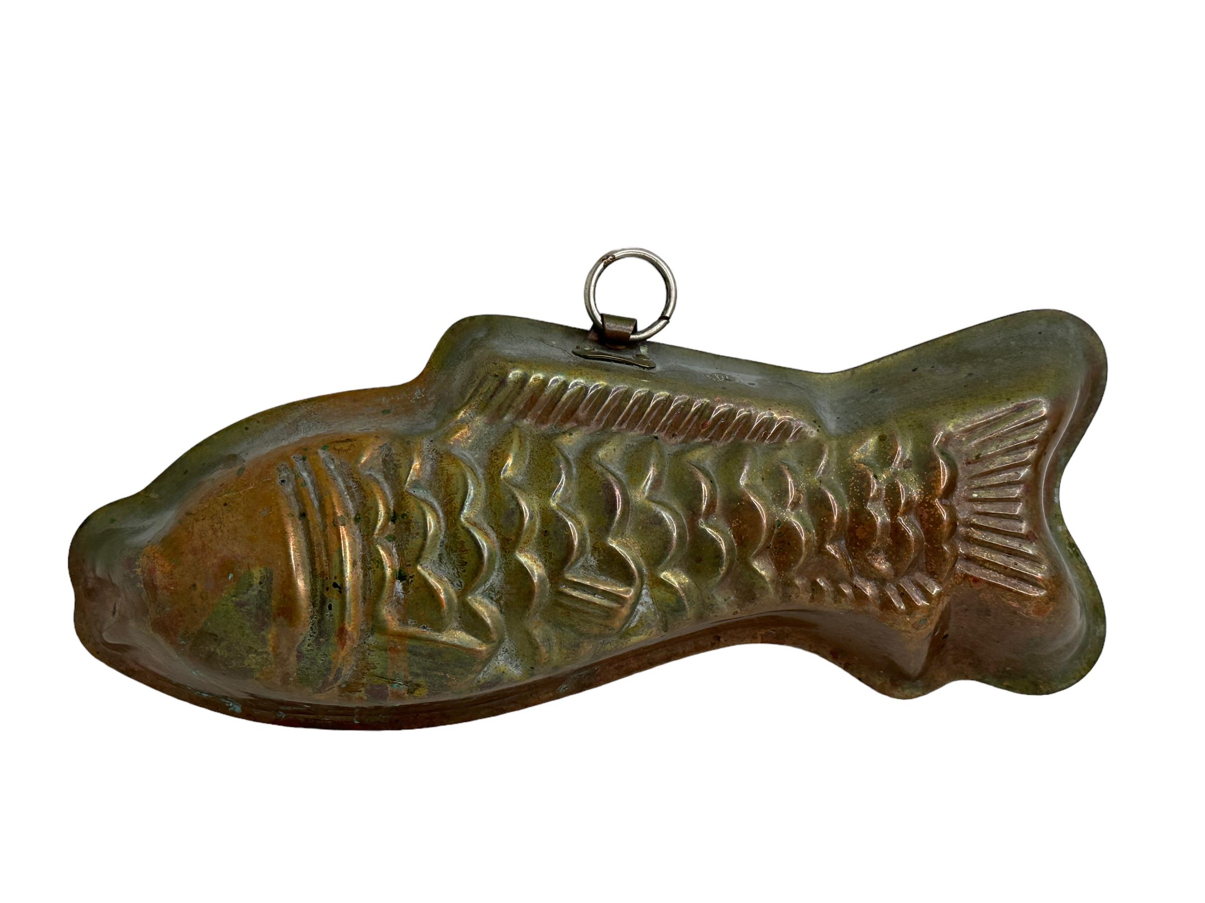 Victorian 20th Century Copper Fish Backing Cake Mold, West German Vintage 1960s For Sale