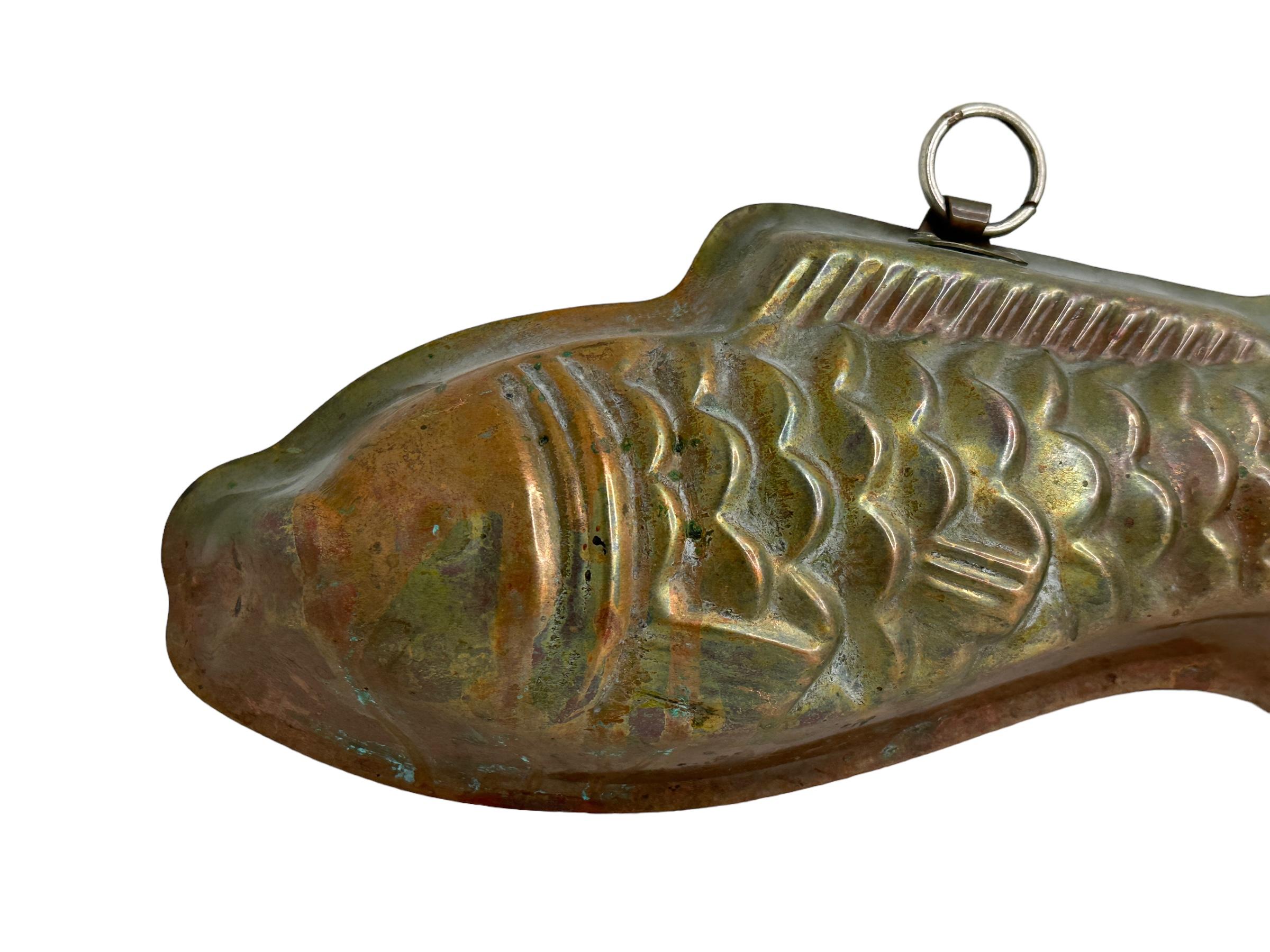 Victorian 20th Century Copper Fish Backing Cake Mold, West German Vintage 1960s
