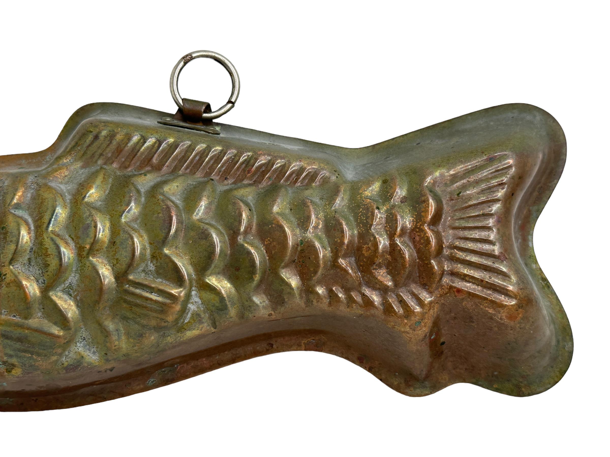 Mid-20th Century 20th Century Copper Fish Backing Cake Mold, West German Vintage 1960s For Sale