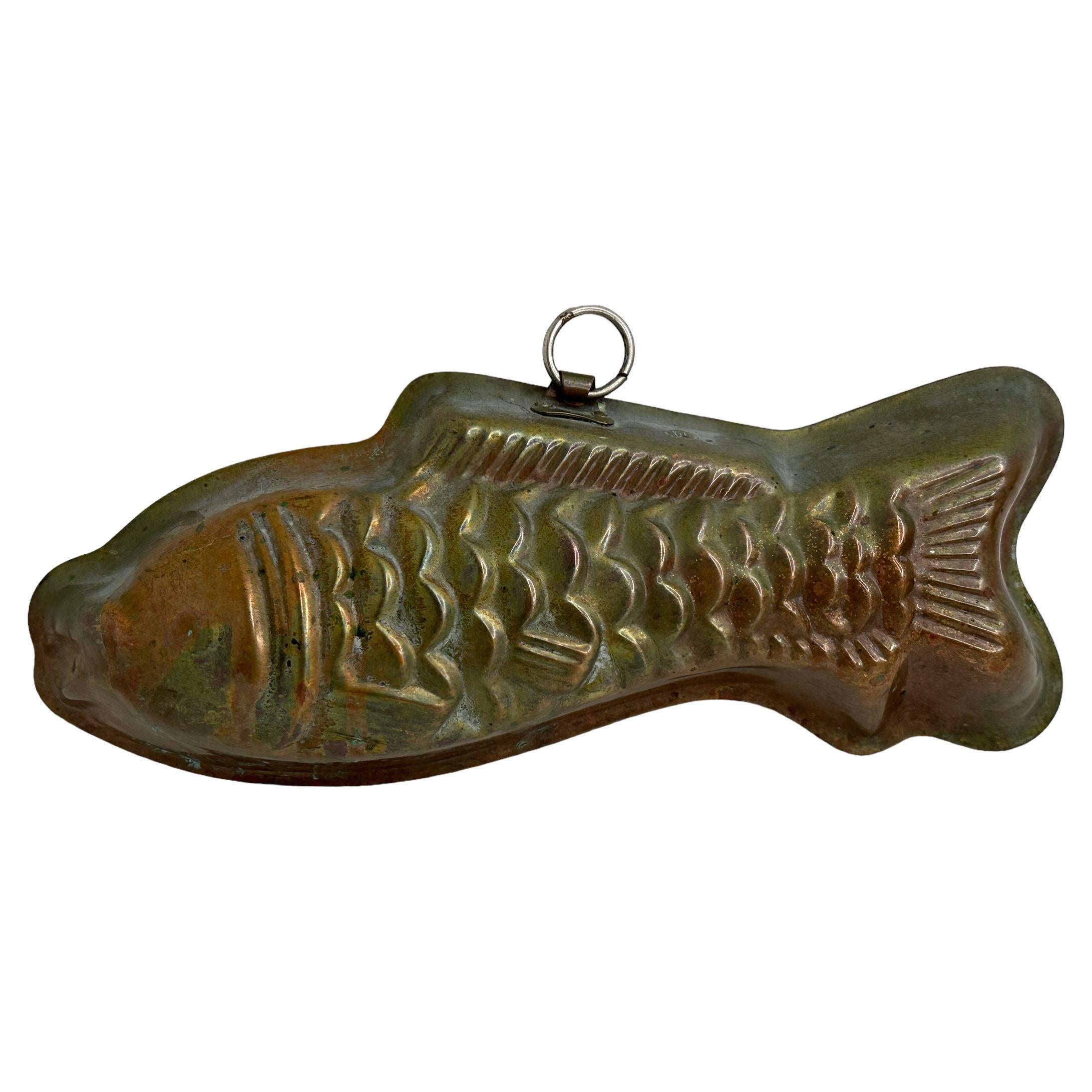 20th Century Copper Fish Backing Cake Mold, West German Vintage 1960s