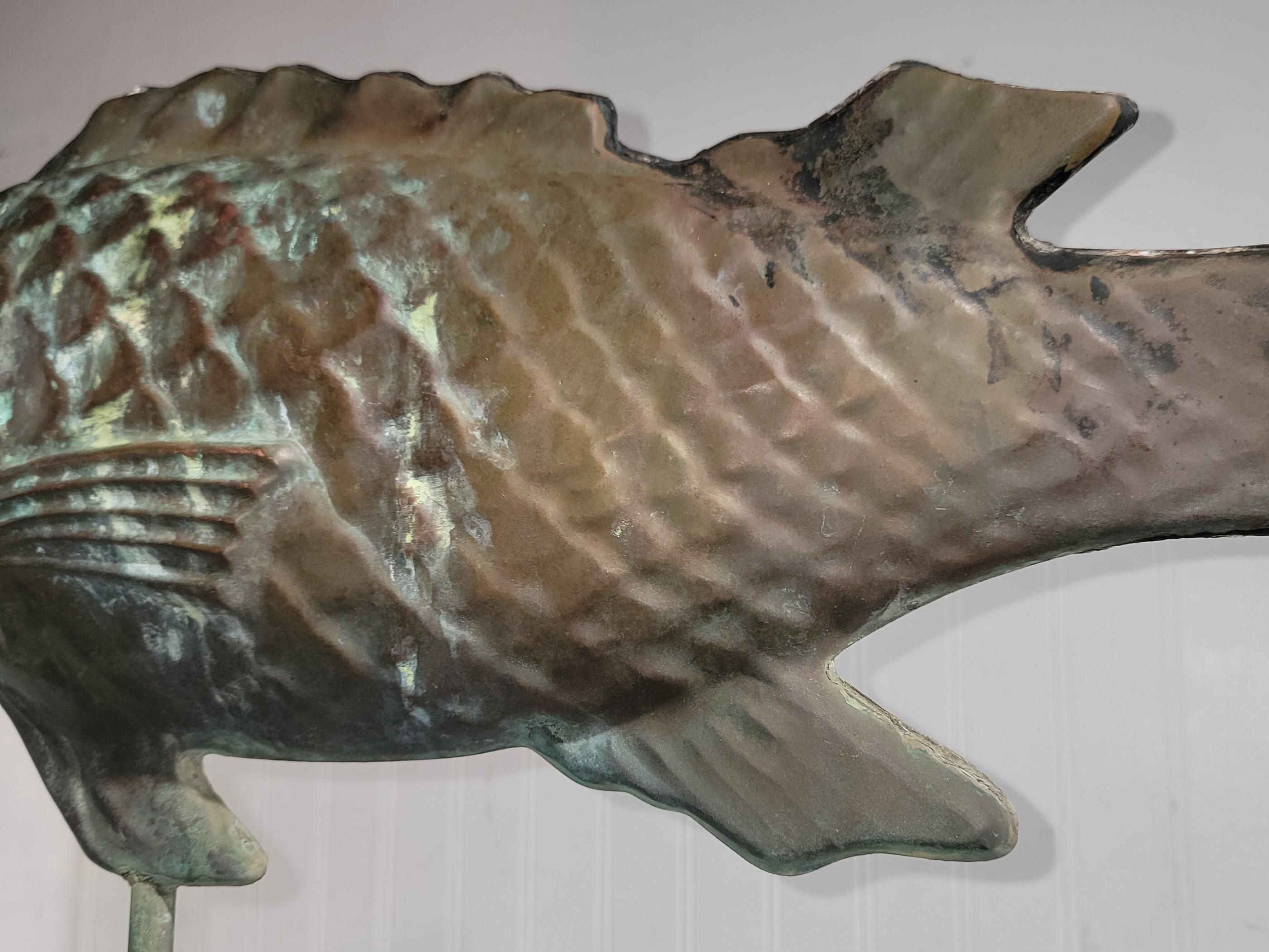 19th Century 20th Century Copper Fish Weather-vane Cape Cod