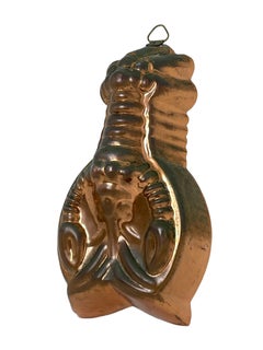 Molde de cobre del siglo XX para tartas con fondo de langosta, antiguo alemán