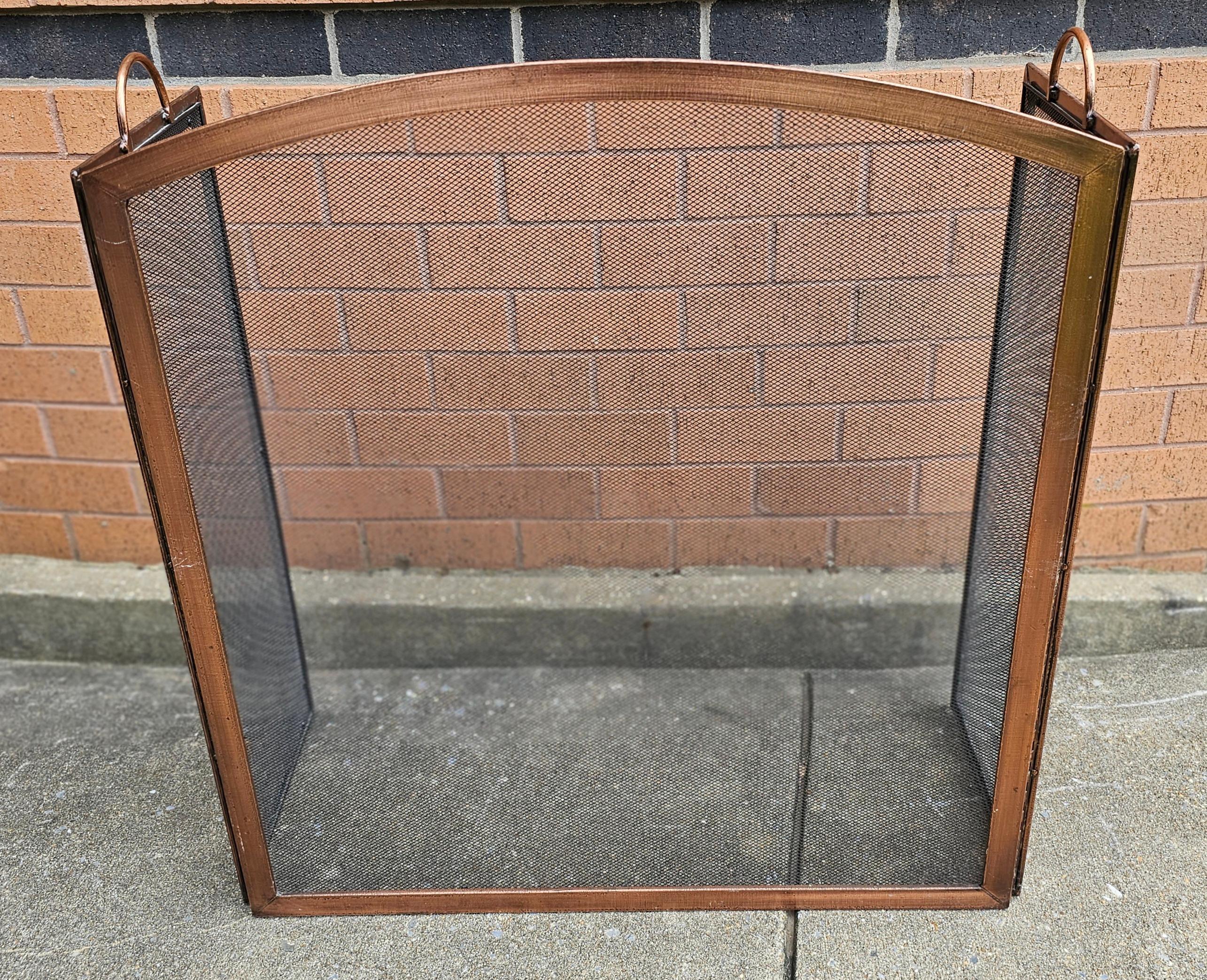 American 20th Century Copper Trifold Fireplace Screen For Sale