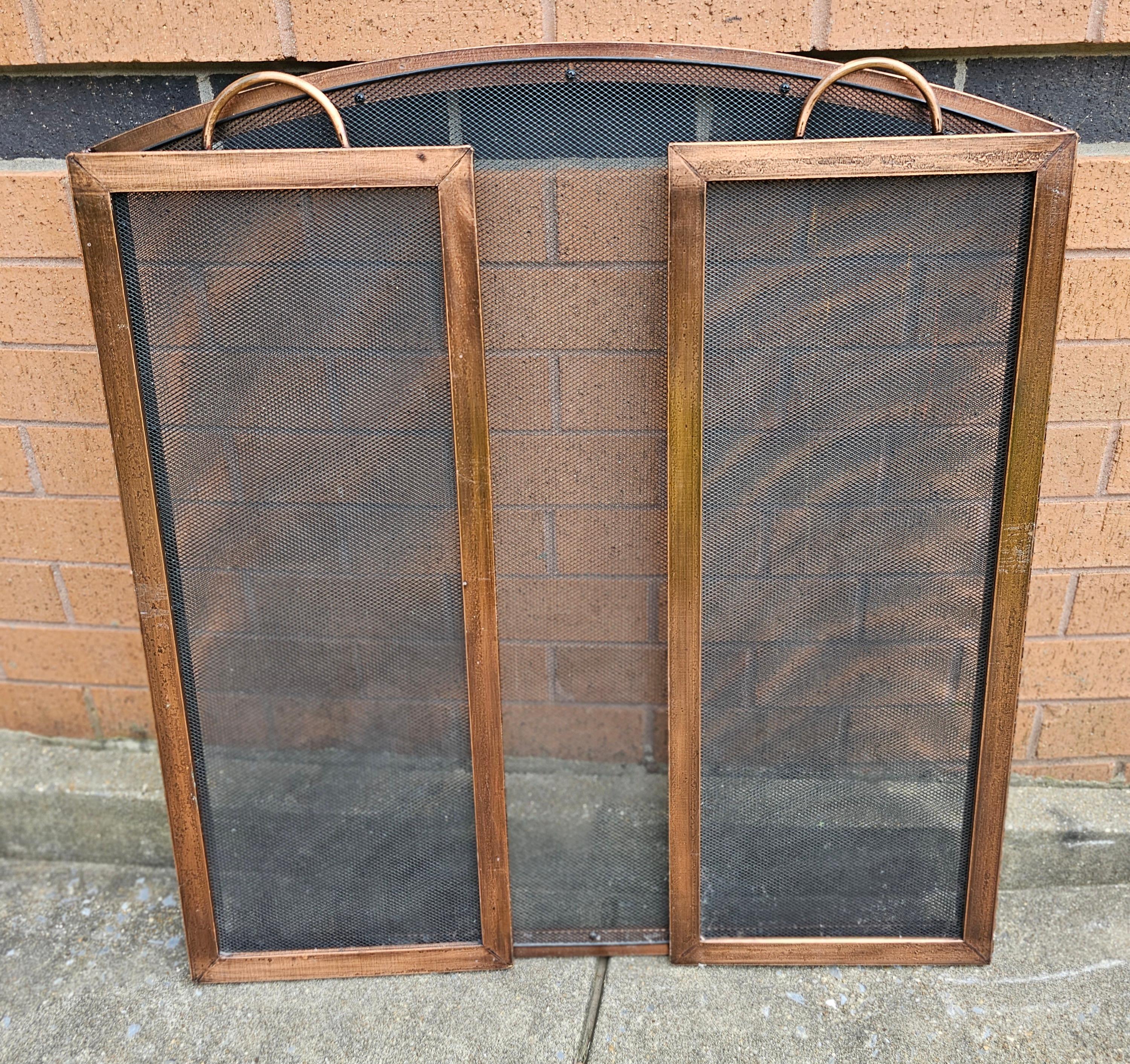 Other 20th Century Copper Trifold Fireplace Screen For Sale