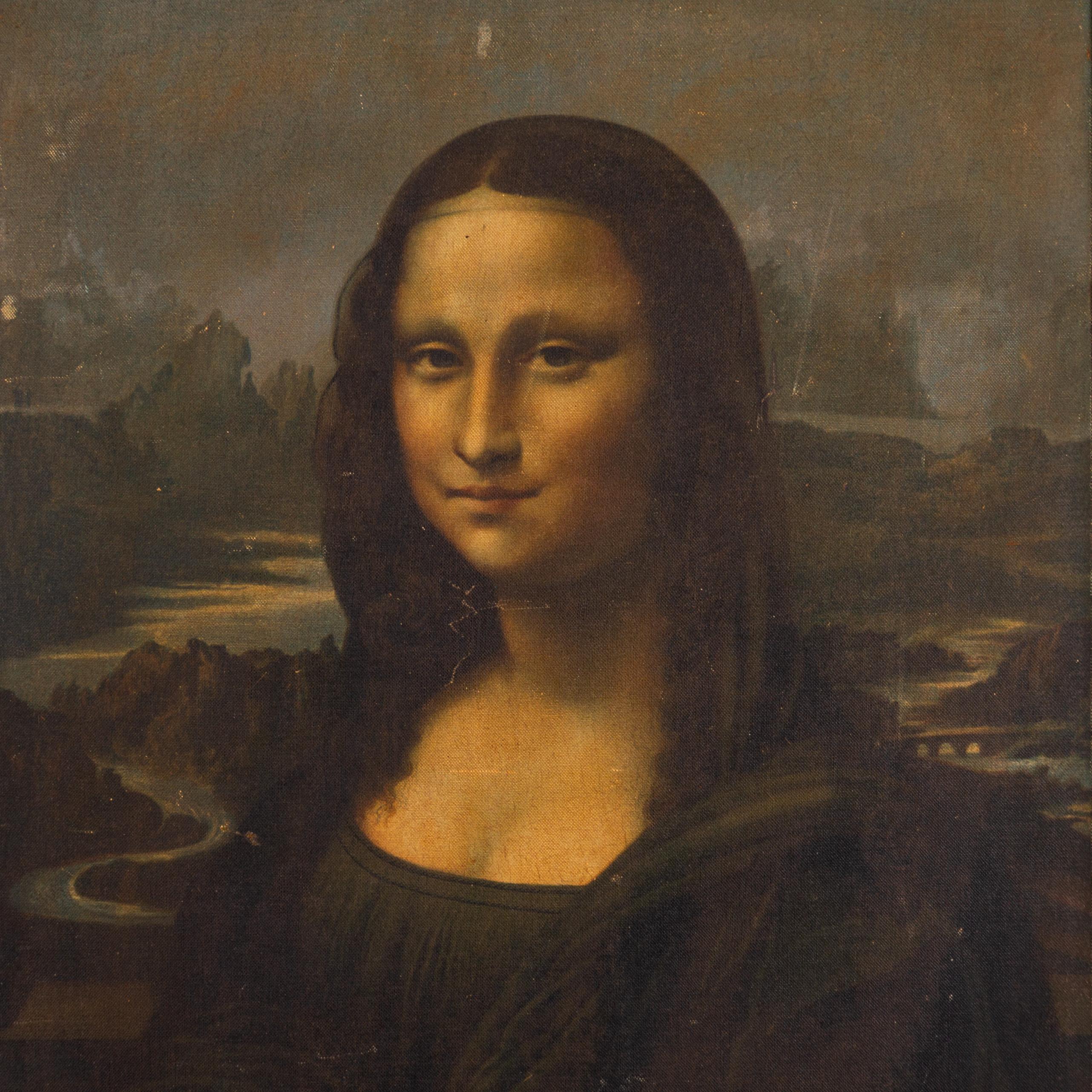 Copie du 20e siècle de la Joconde Portrait à l'huile d'après Léonard de Vinci
Huile sur planche.

Provenant d'une collection privée italienne.
Expédition internationale gratuite

