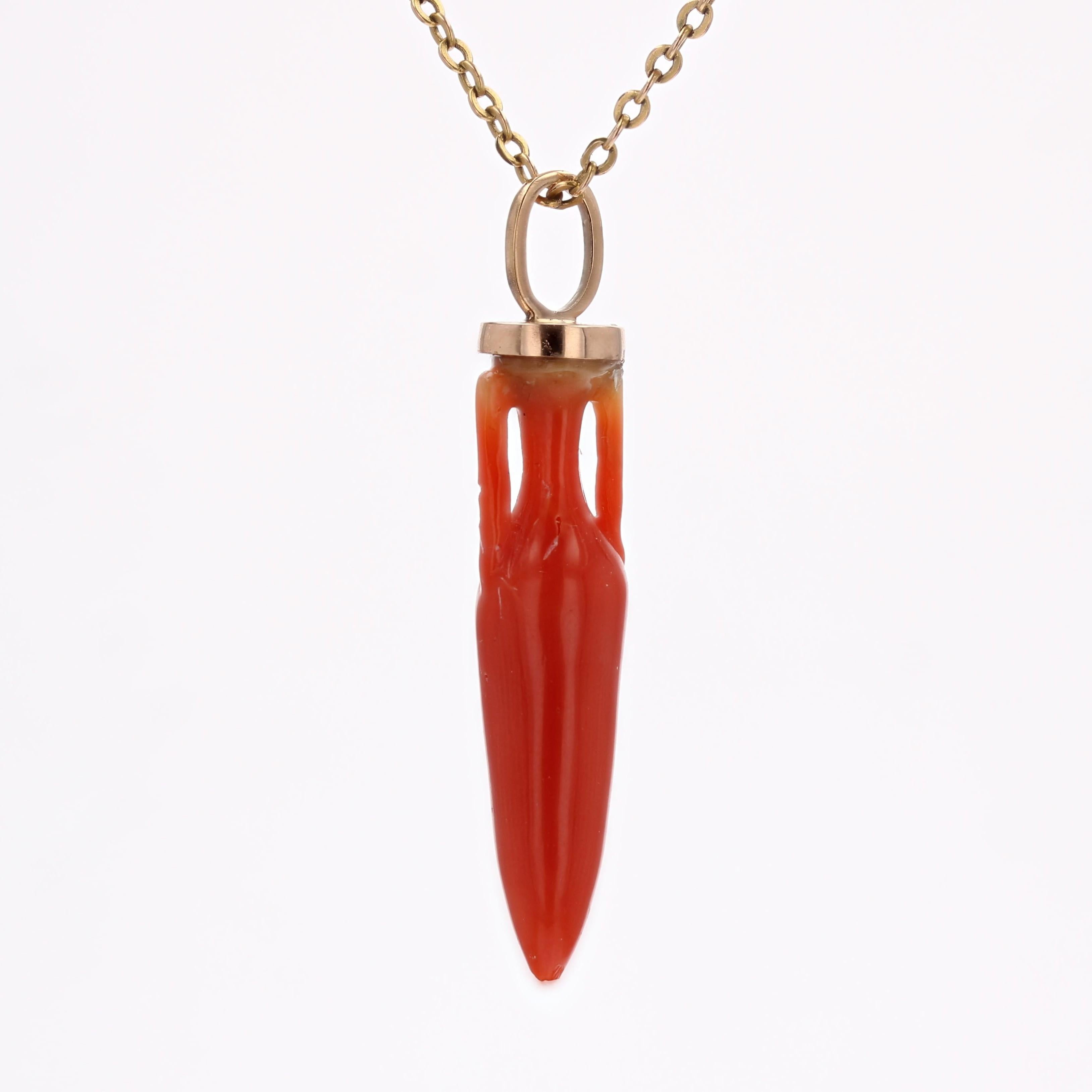 Pendentif en or rose 18 carats Coral Amphora du 20e siècle en vente 2