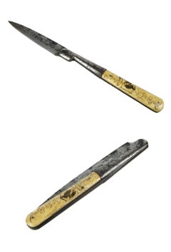 20th Century Corsican Vendetta-Style Folding Steel Knife with Carved Handle