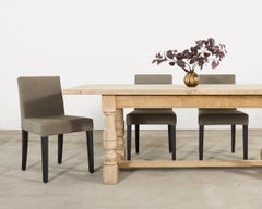 20th Century Country French Bleached Oak Trestle Dining Table