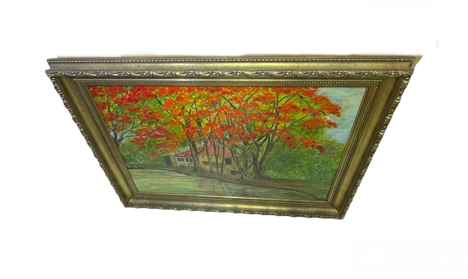 20th Century Countryside Oil Canvas Painting  For Sale 4