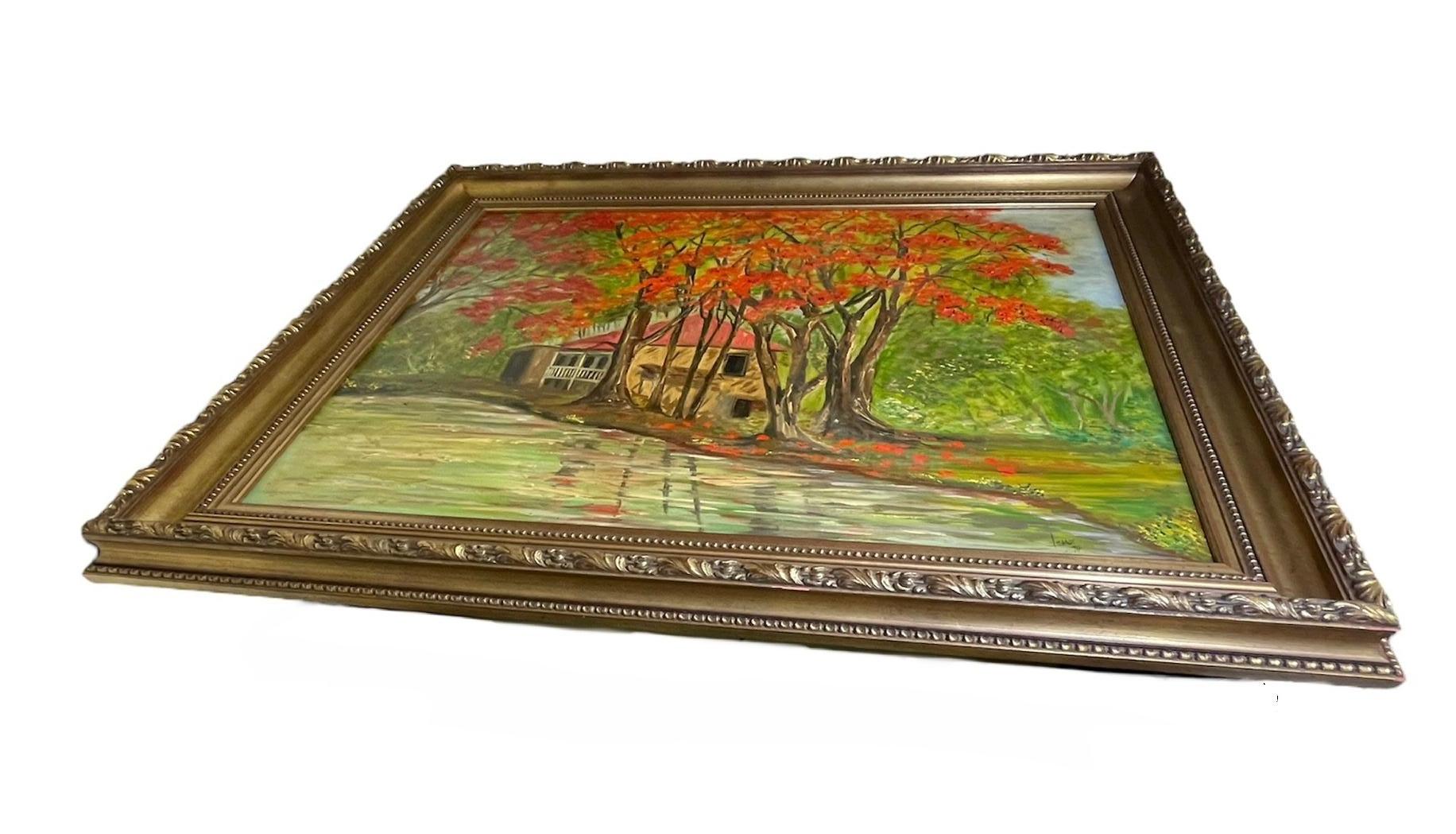 20th Century Countryside Oil Canvas Painting  For Sale 5