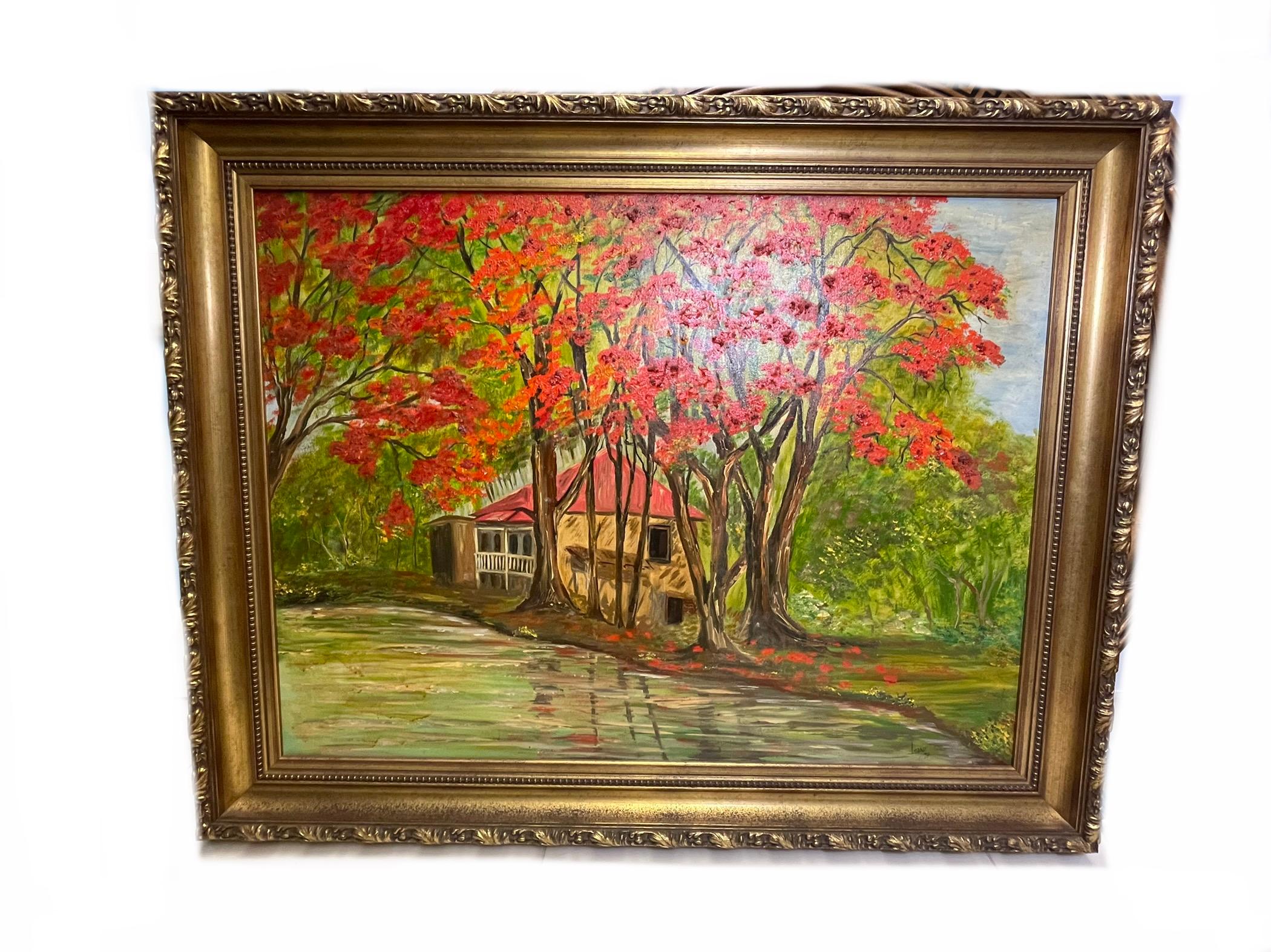 20th Century Countryside Oil Canvas Painting  For Sale 8
