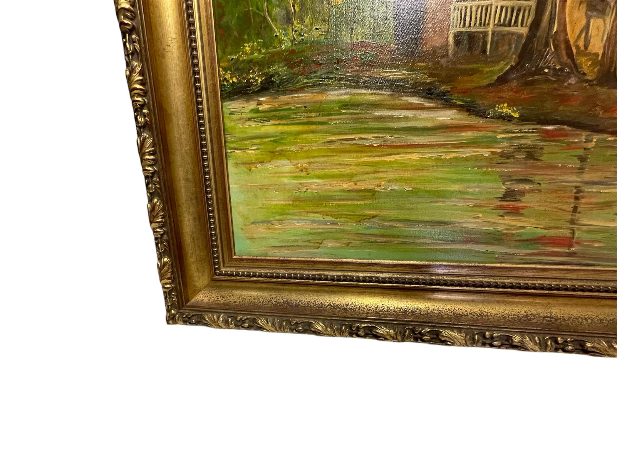 20th Century Countryside Oil Canvas Painting  In Good Condition For Sale In Guaynabo, PR