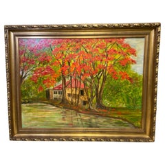 20th Century Countryside Oil Canvas Painting 