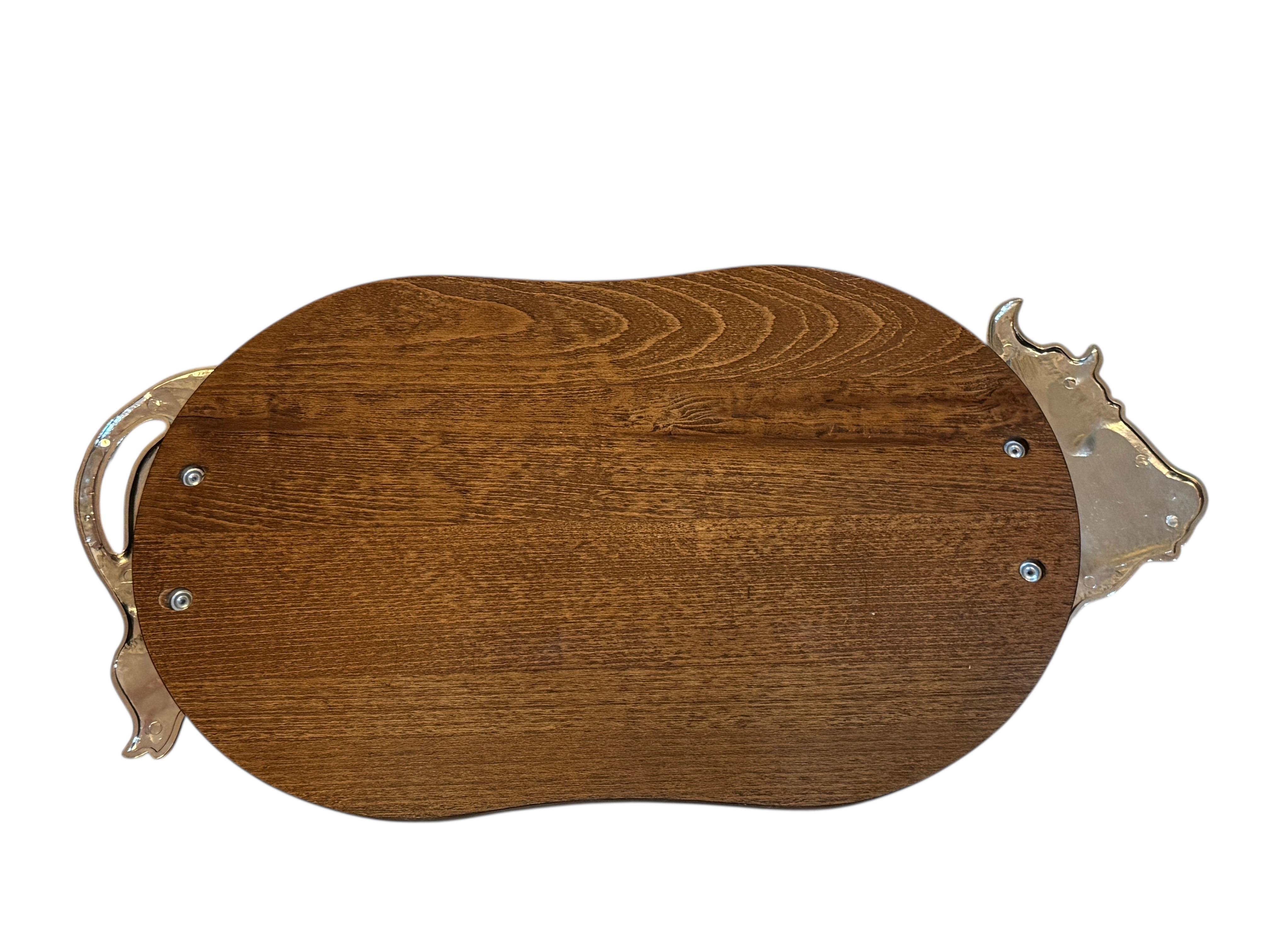 Aluminium 20ème siècle Vache Bull Wood Wood Cutting Board Plate Tray Plater, Austria Vintage en vente