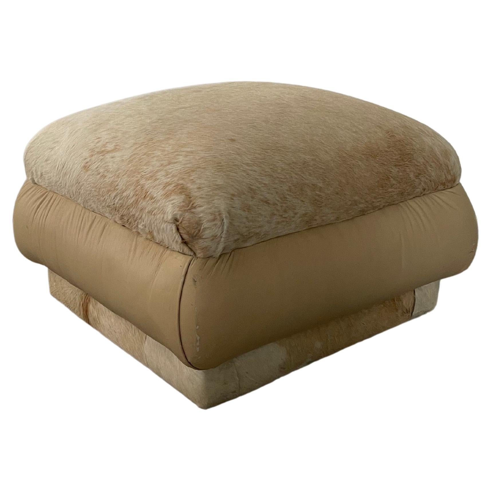 Cowhide Leather Pouf Ottoman at 1stDibs