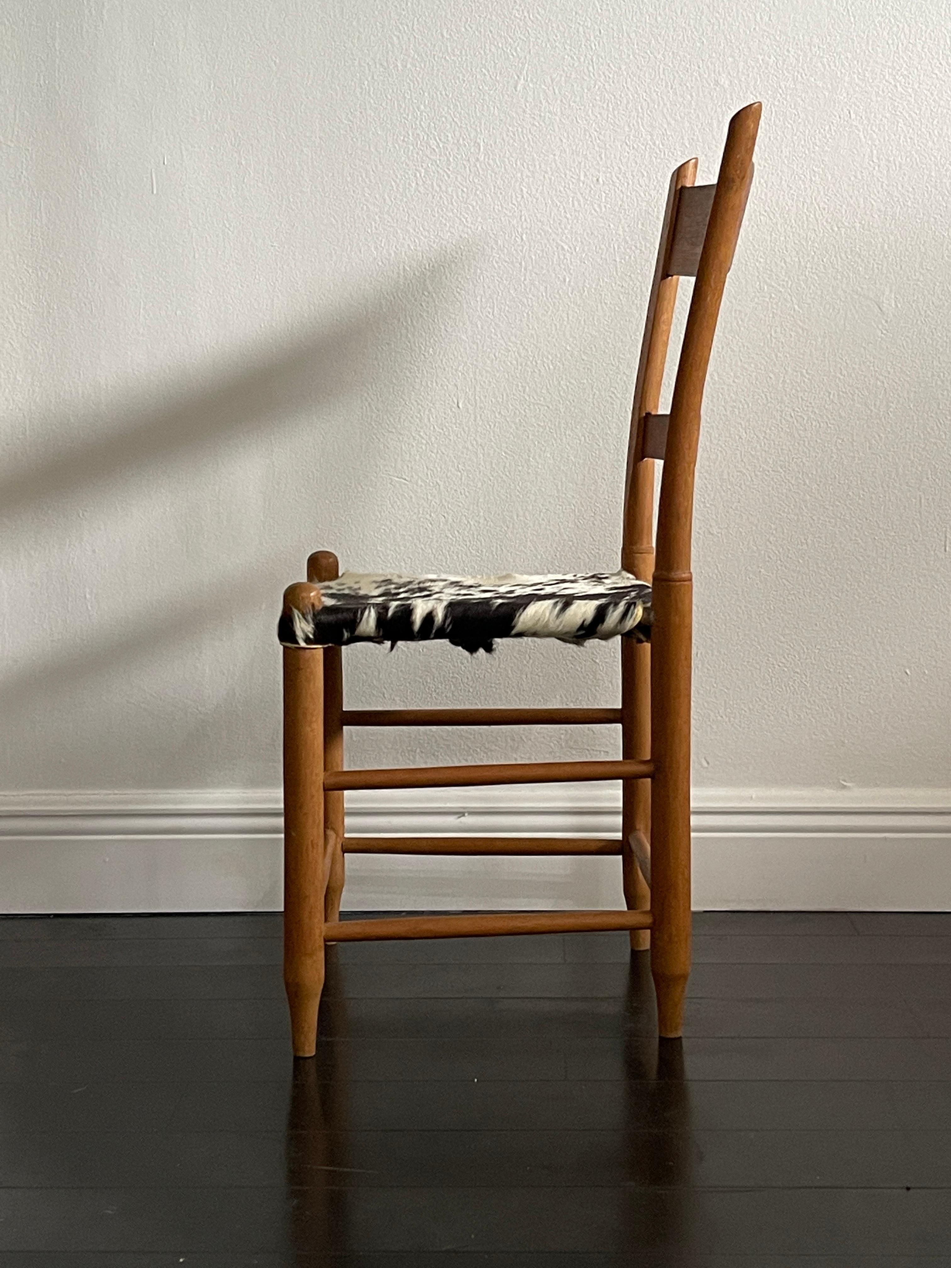 American 20th Century Cowhide Ladder Back Chair For Sale