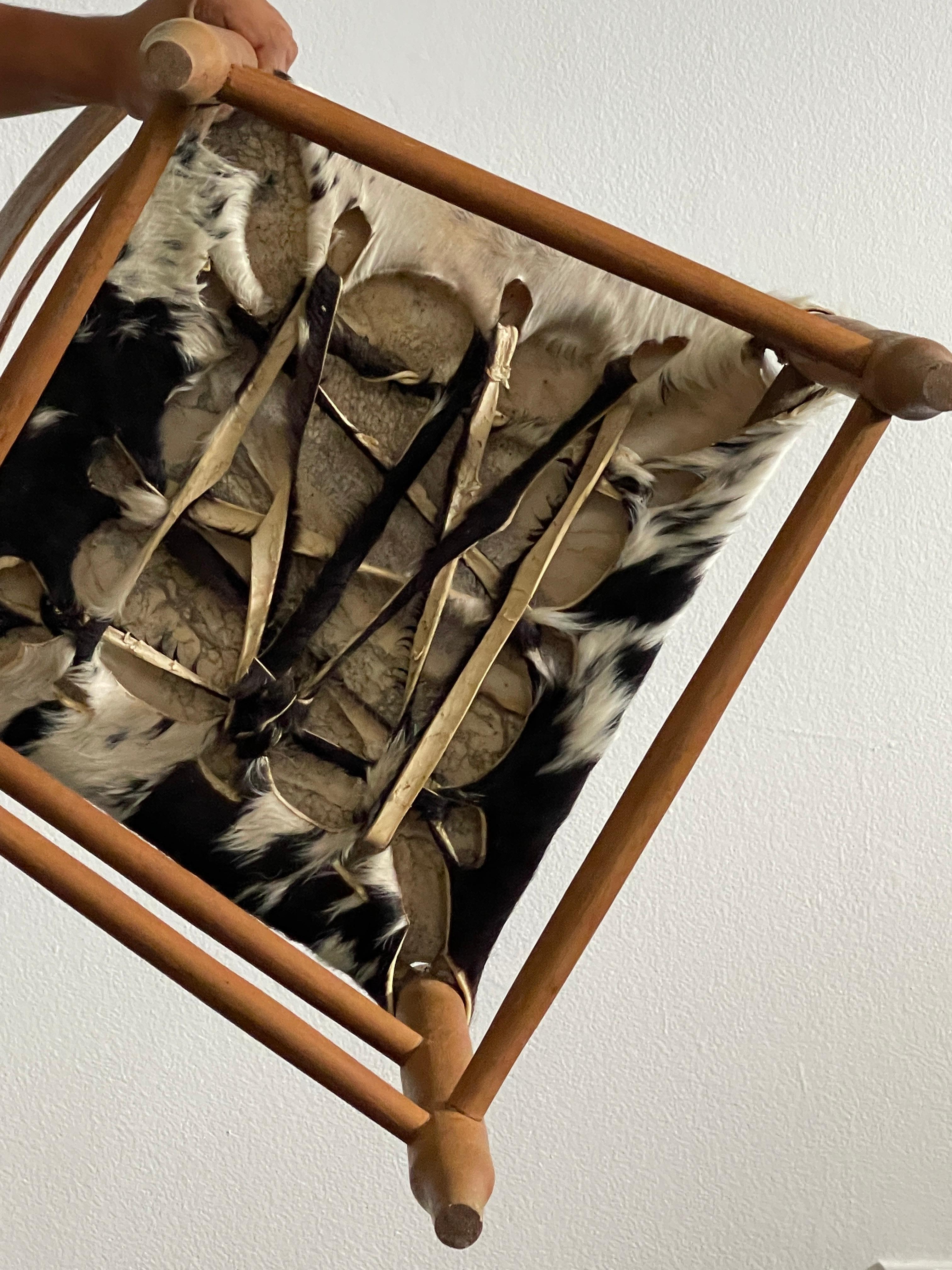20th Century Cowhide Ladder Back Chair For Sale 2