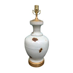 20th Century Crackle Pottery Vase as Lamp on Custom Giltwood Base