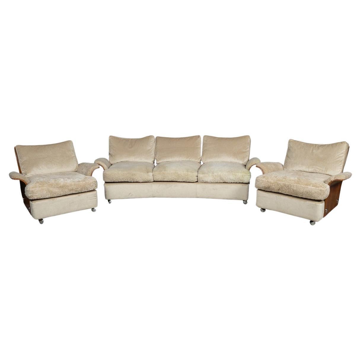 20th Century Cream Velvet "Tulip" Seating Suite By Km Wilkins For G Plan, 1970 For Sale