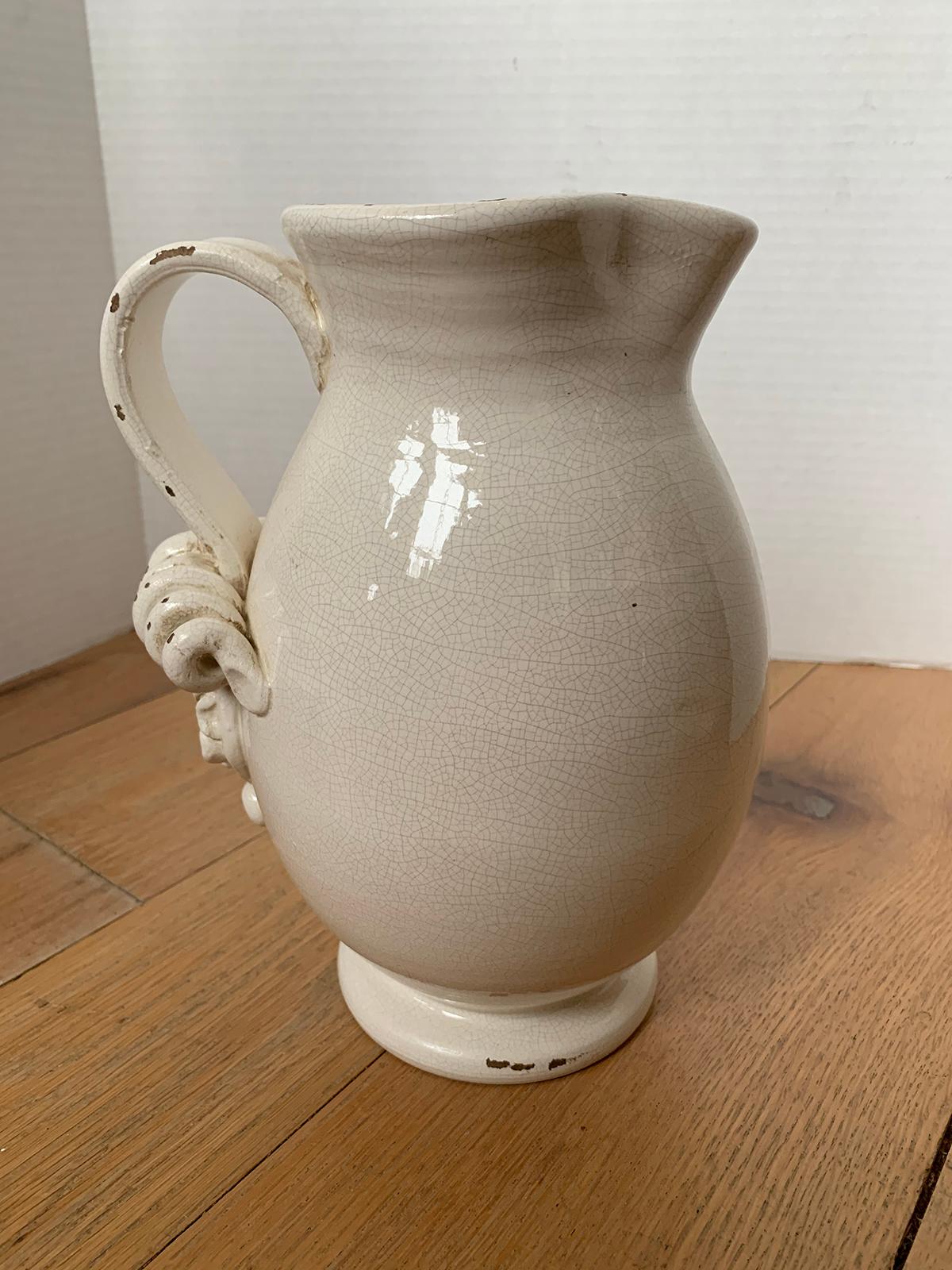 20th Century Creamware Jug / Pitcher with Applied Handle For Sale 3